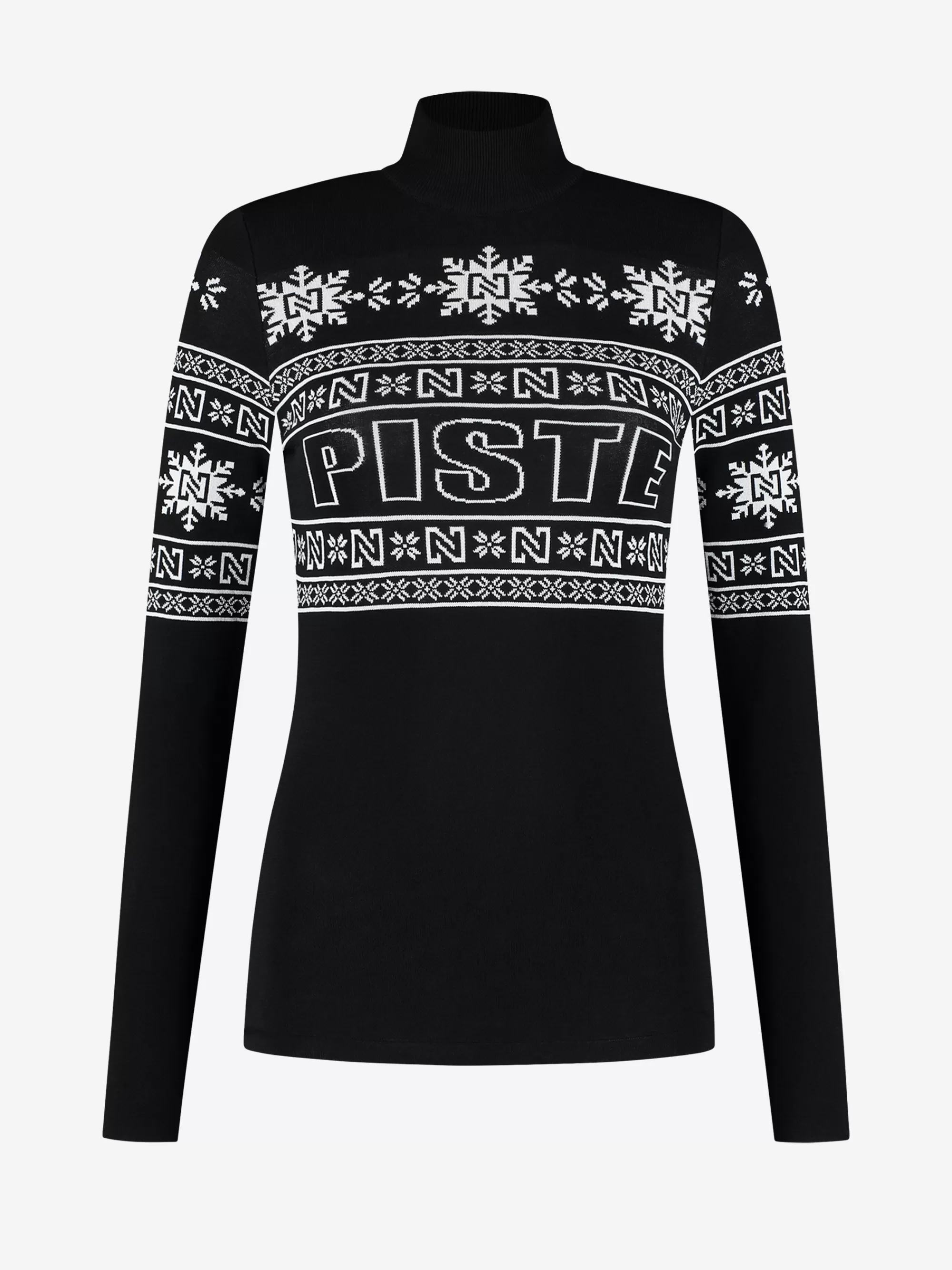 FIFTH HOUSE Skiwear | Tops-Aansluitende top met logo patroon en col Black