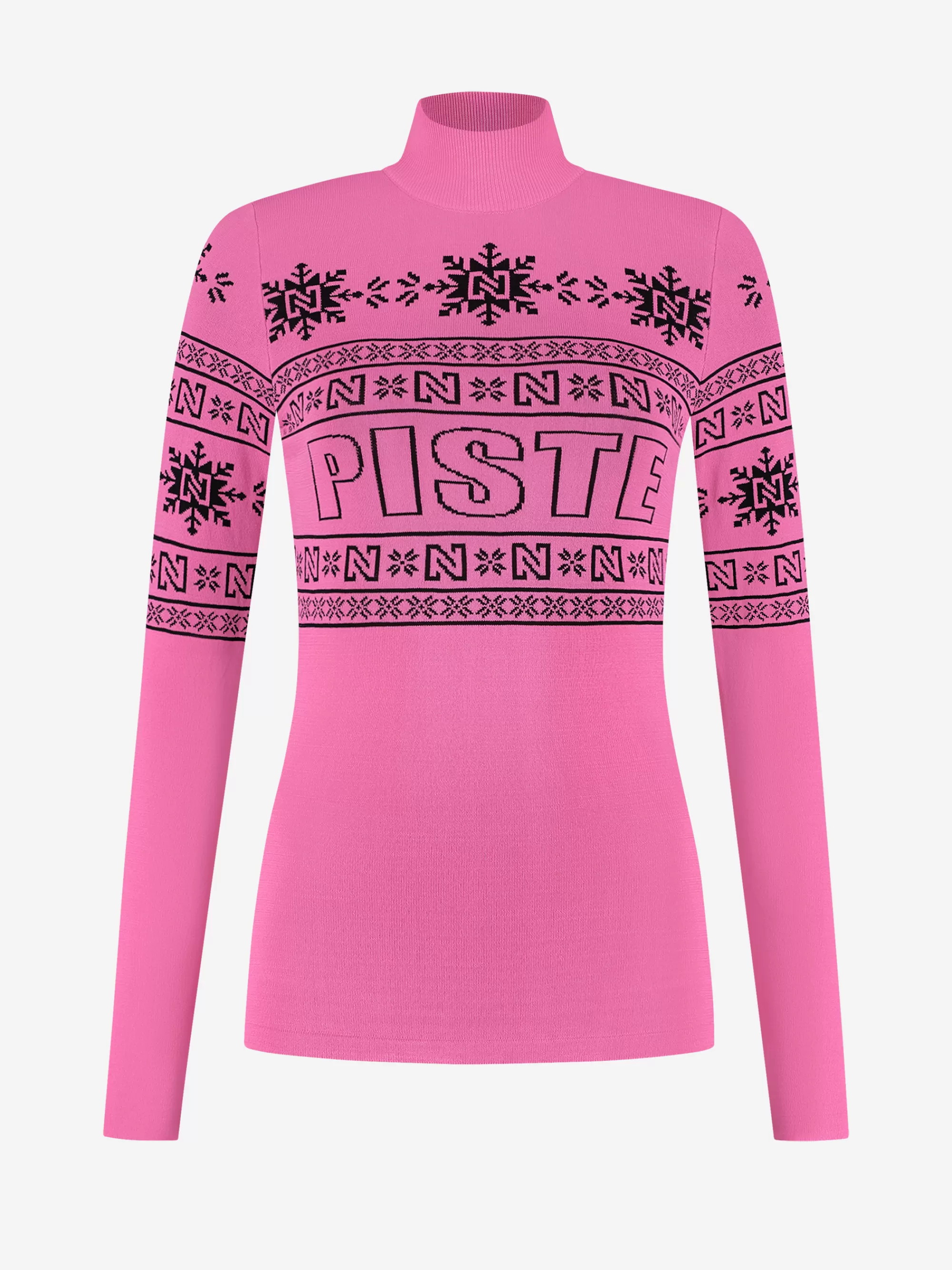 FIFTH HOUSE Skiwear | Tops-Aansluitende top met logo patroon en col Pink