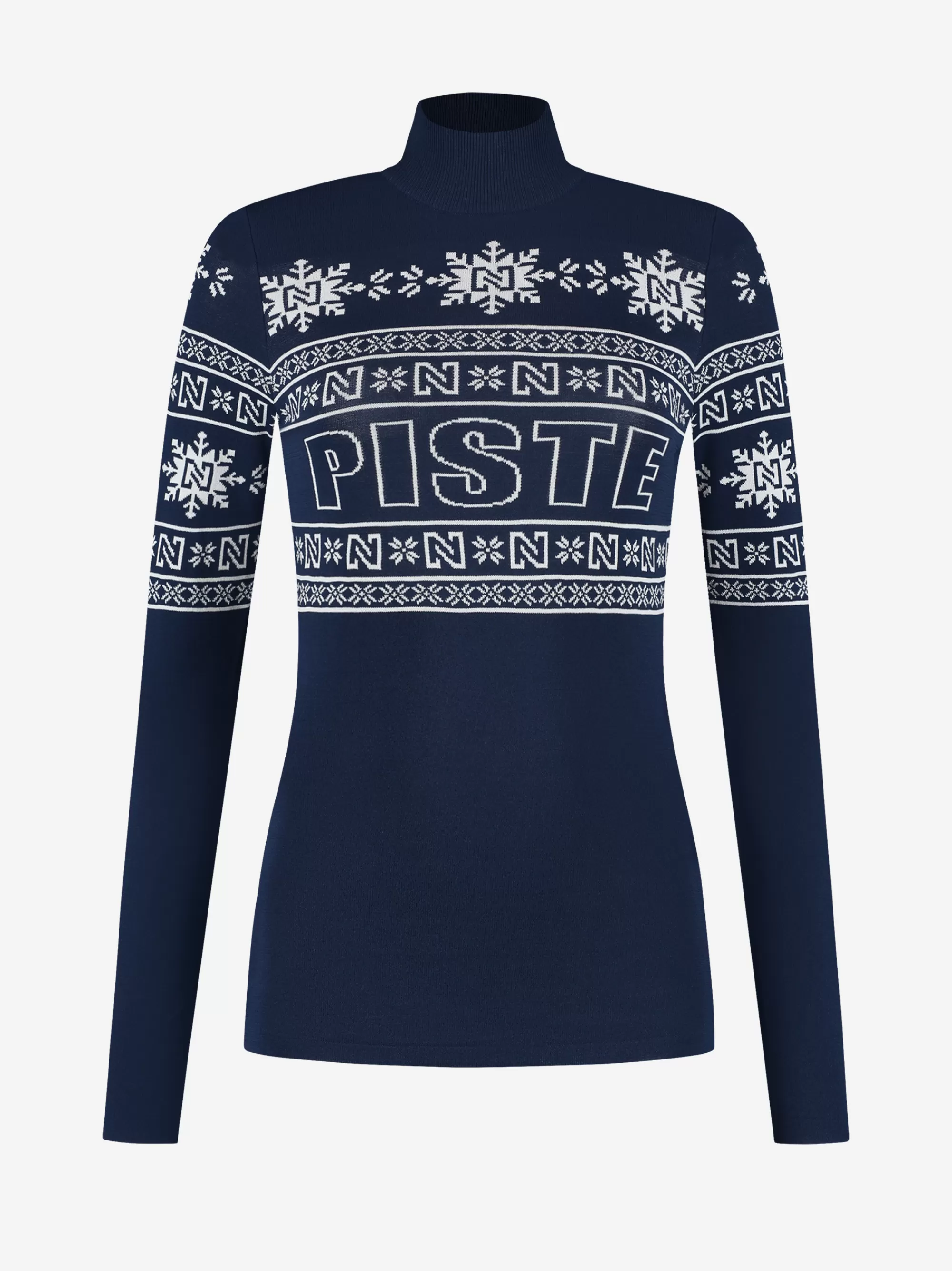 FIFTH HOUSE Skiwear | Tops-Aansluitende top met logo patroon en col Navy