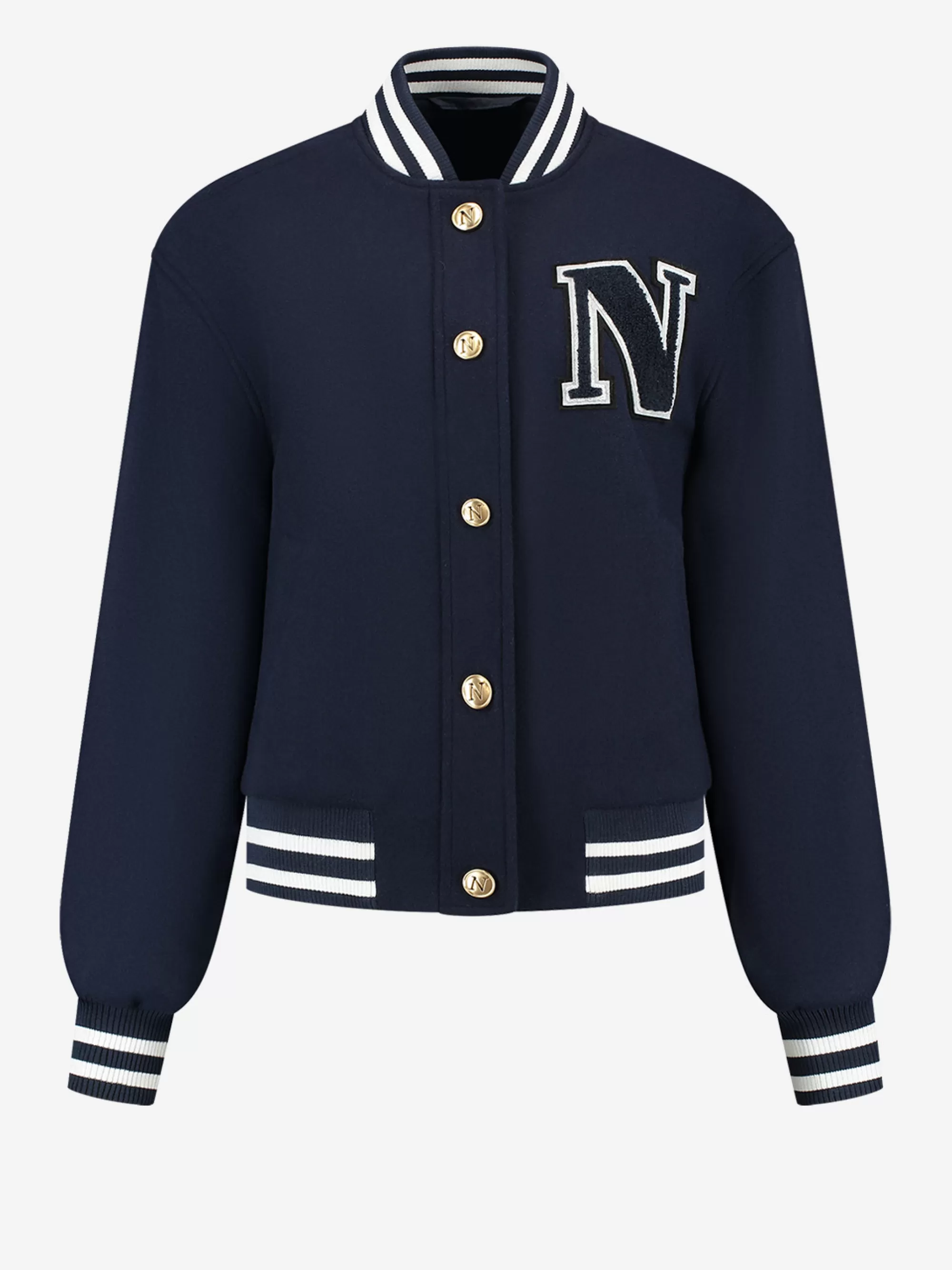 FIFTH HOUSE Jassen & Jacks-Baseball jack met N-logo en knopen Navy