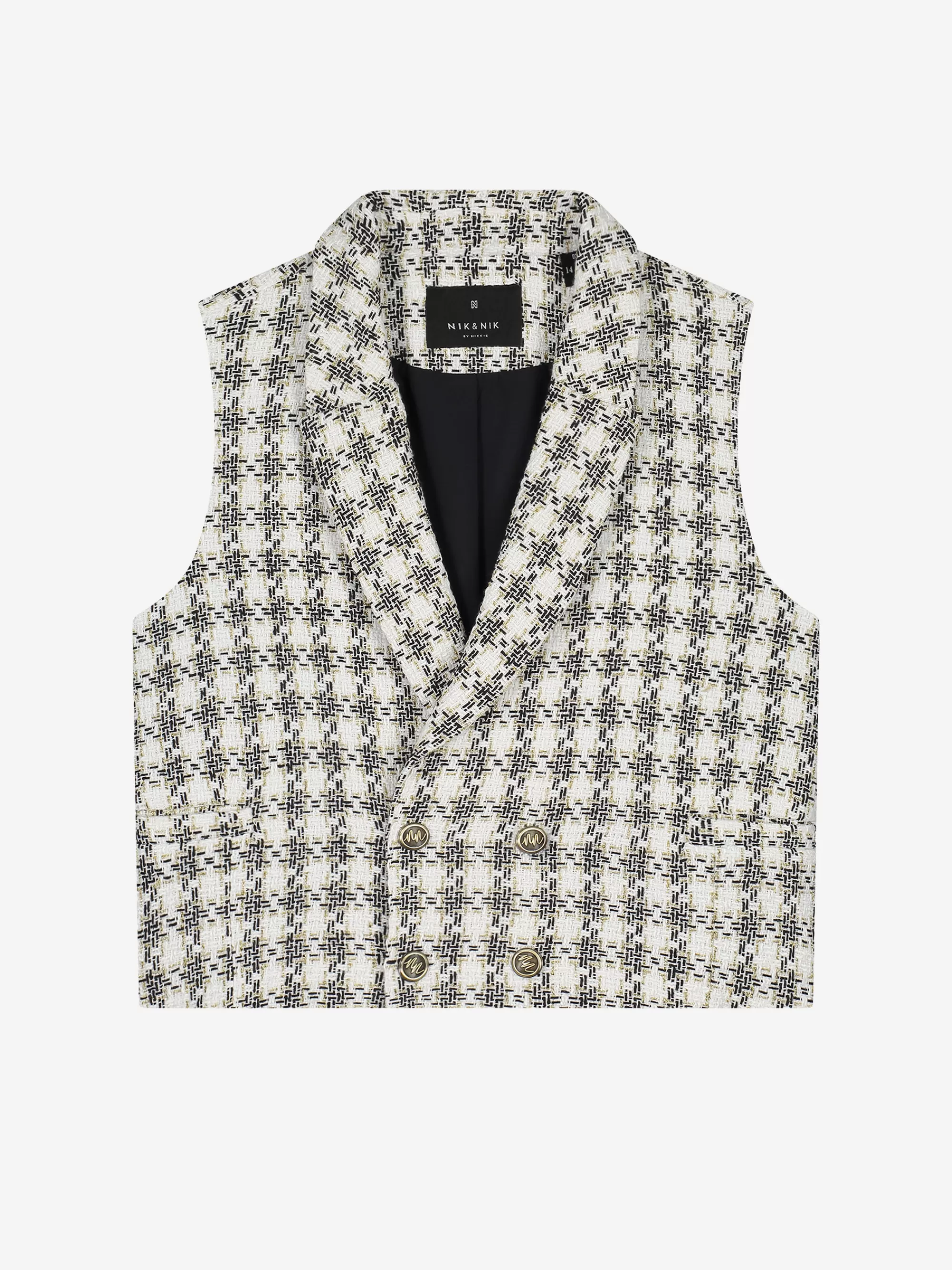 FIFTH HOUSE Sets & Co-ords | Jassen & Blazers-Blazer met tweed patroon Offwhite/black