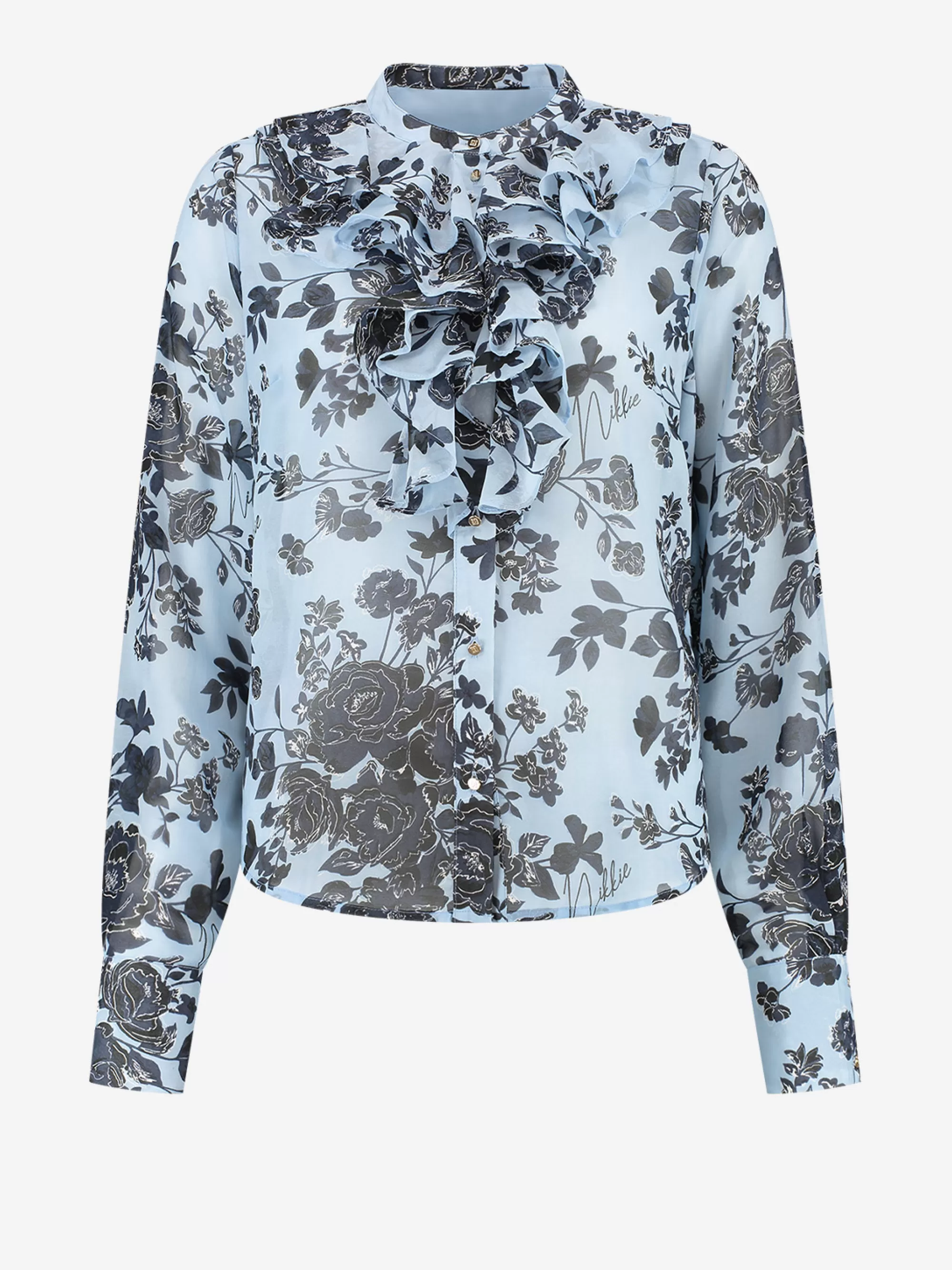 FIFTH HOUSE Blouses-Bloemenprint blouse met ruches Powderblue