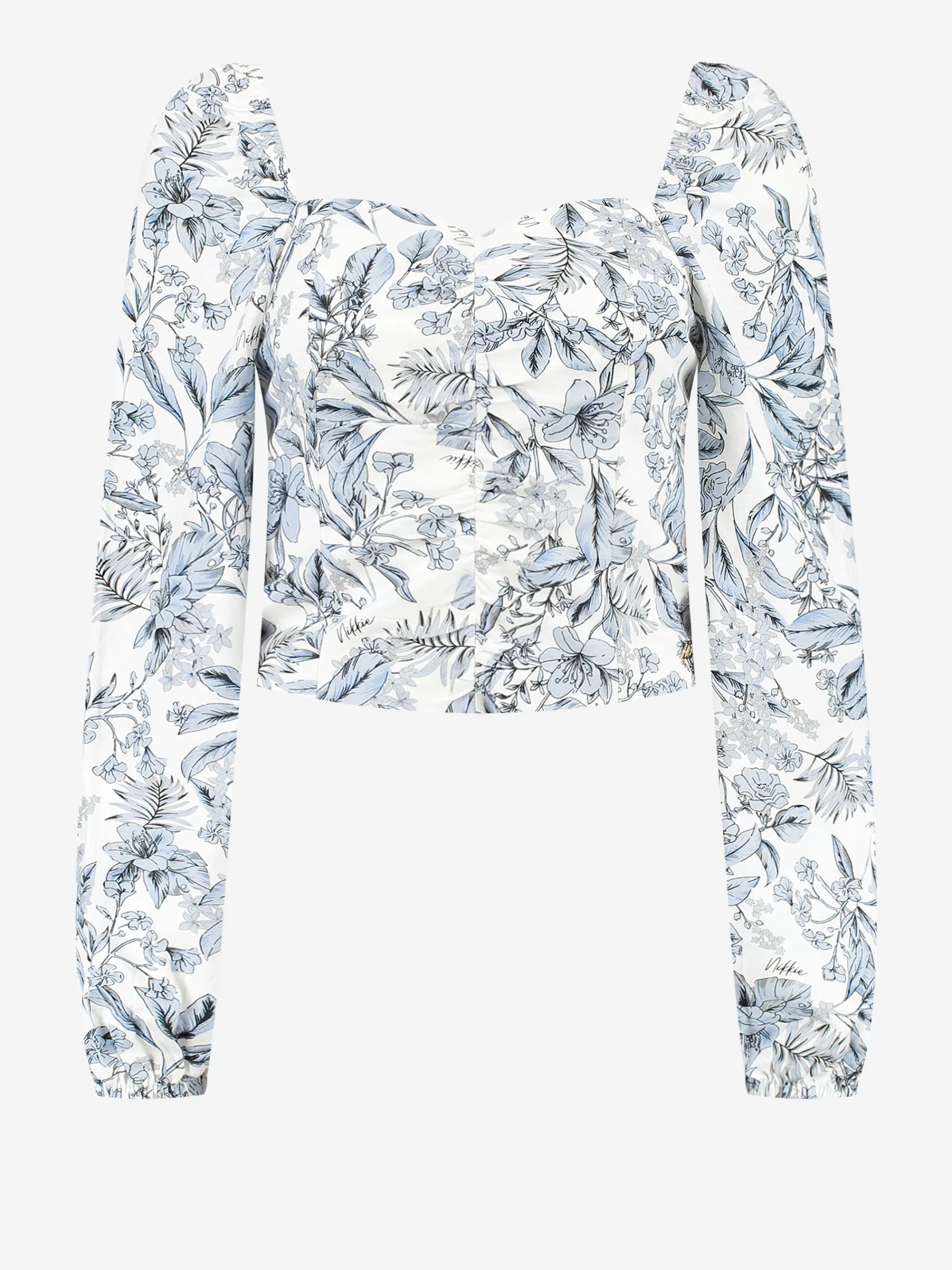 FIFTH HOUSE Blouses-Blouse met bloemen print Smokedblue/starwhite