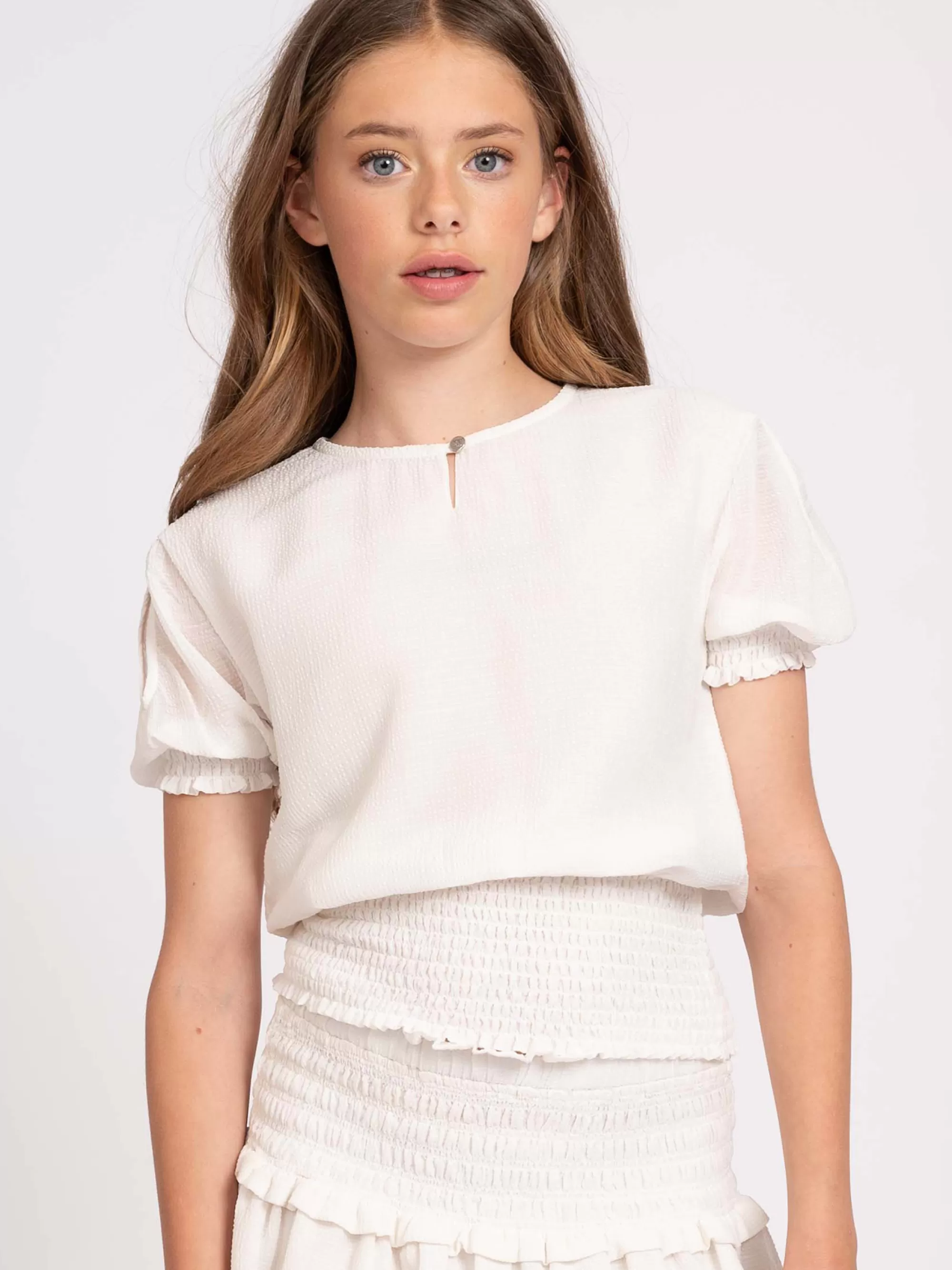 FIFTH HOUSE Blouses & Overhemden-Blouse met broderie taille Offwhite