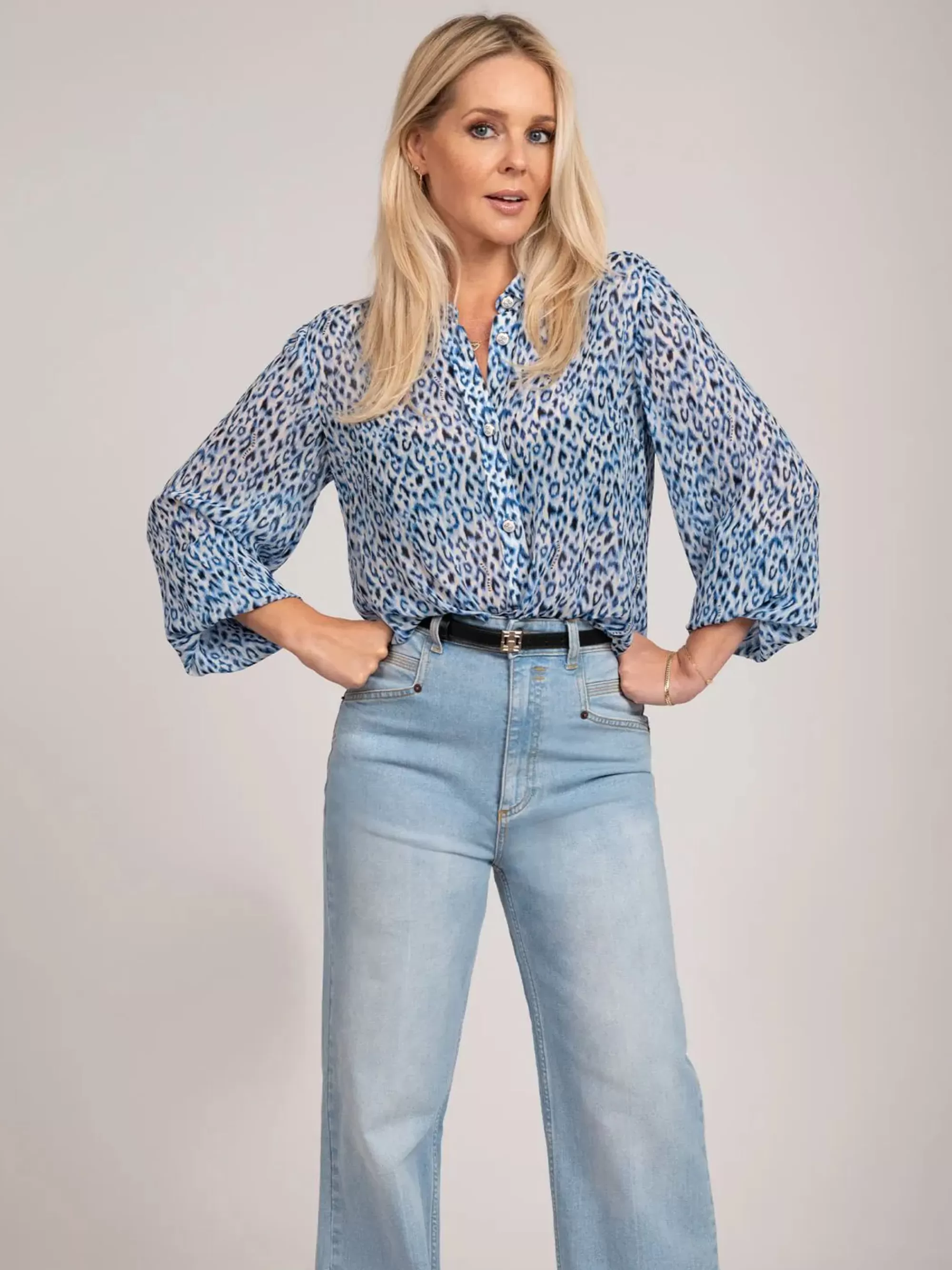 FIFTH HOUSE Blouses & Overhemden-Blouse met dierenprint Brightbluewash