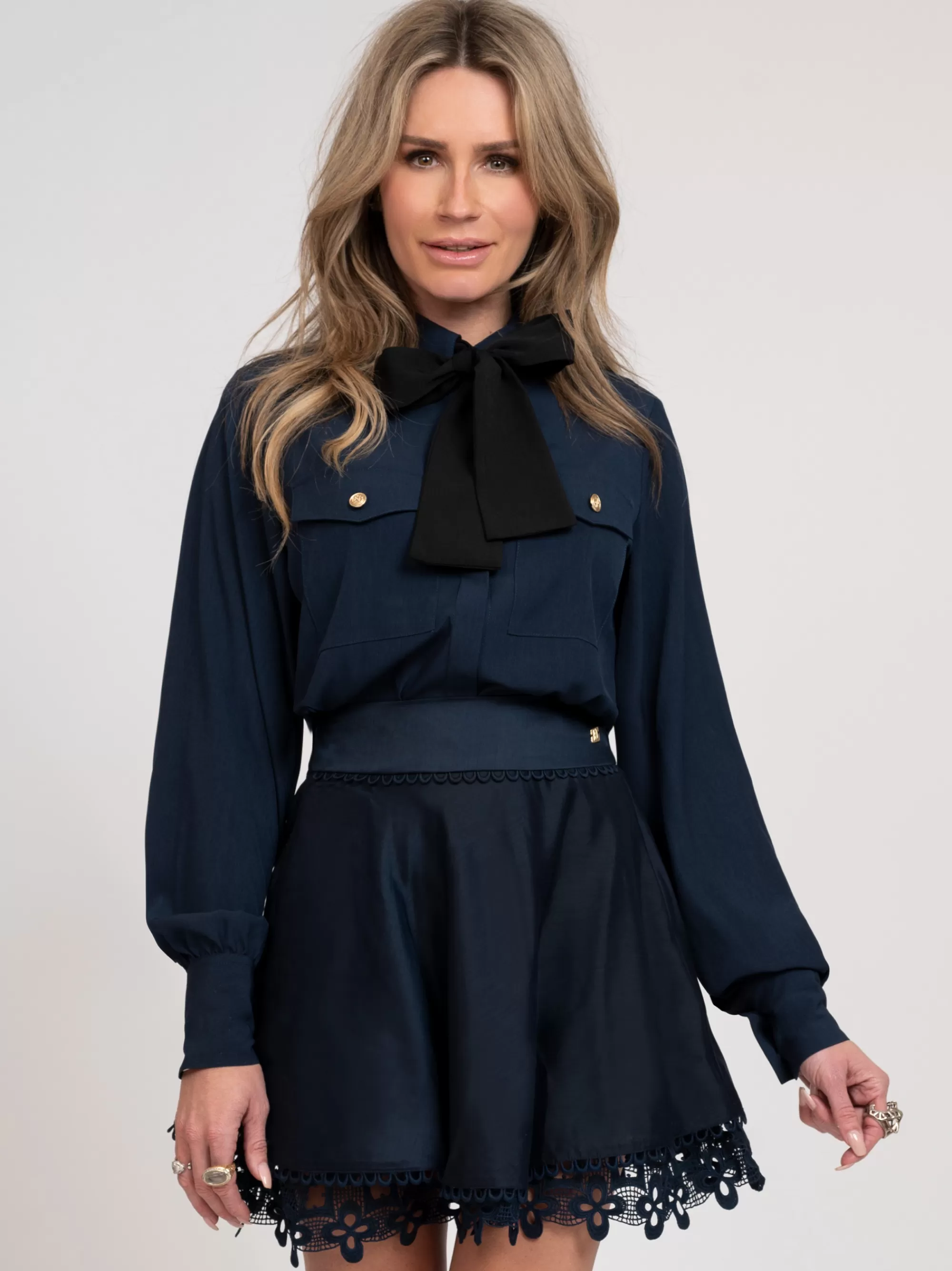 FIFTH HOUSE Blouses-Blouse met strikkoord Navy