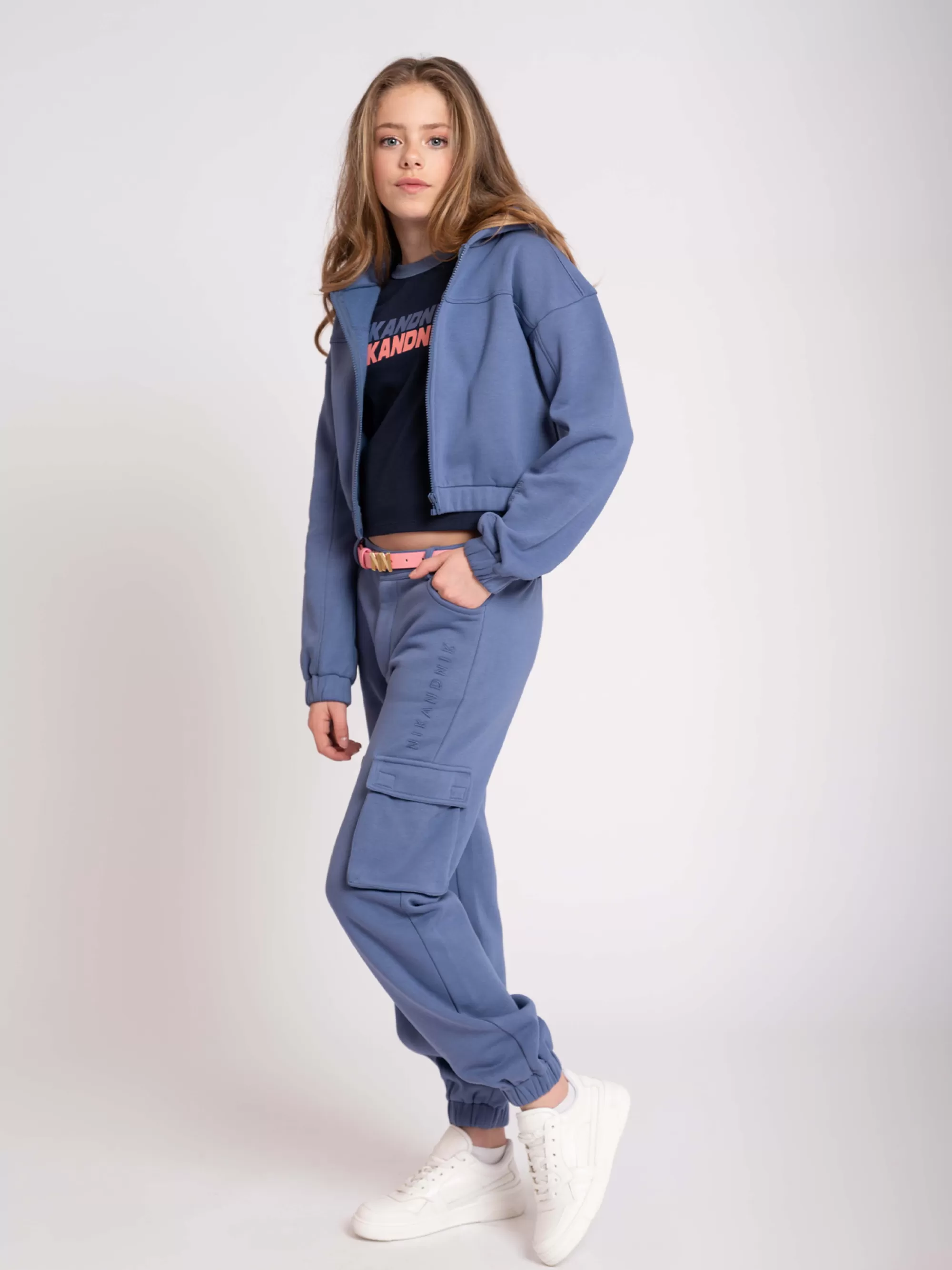 FIFTH HOUSE Broeken & Jeans-Cargo Sweatpants met hoge taille Jellyblue