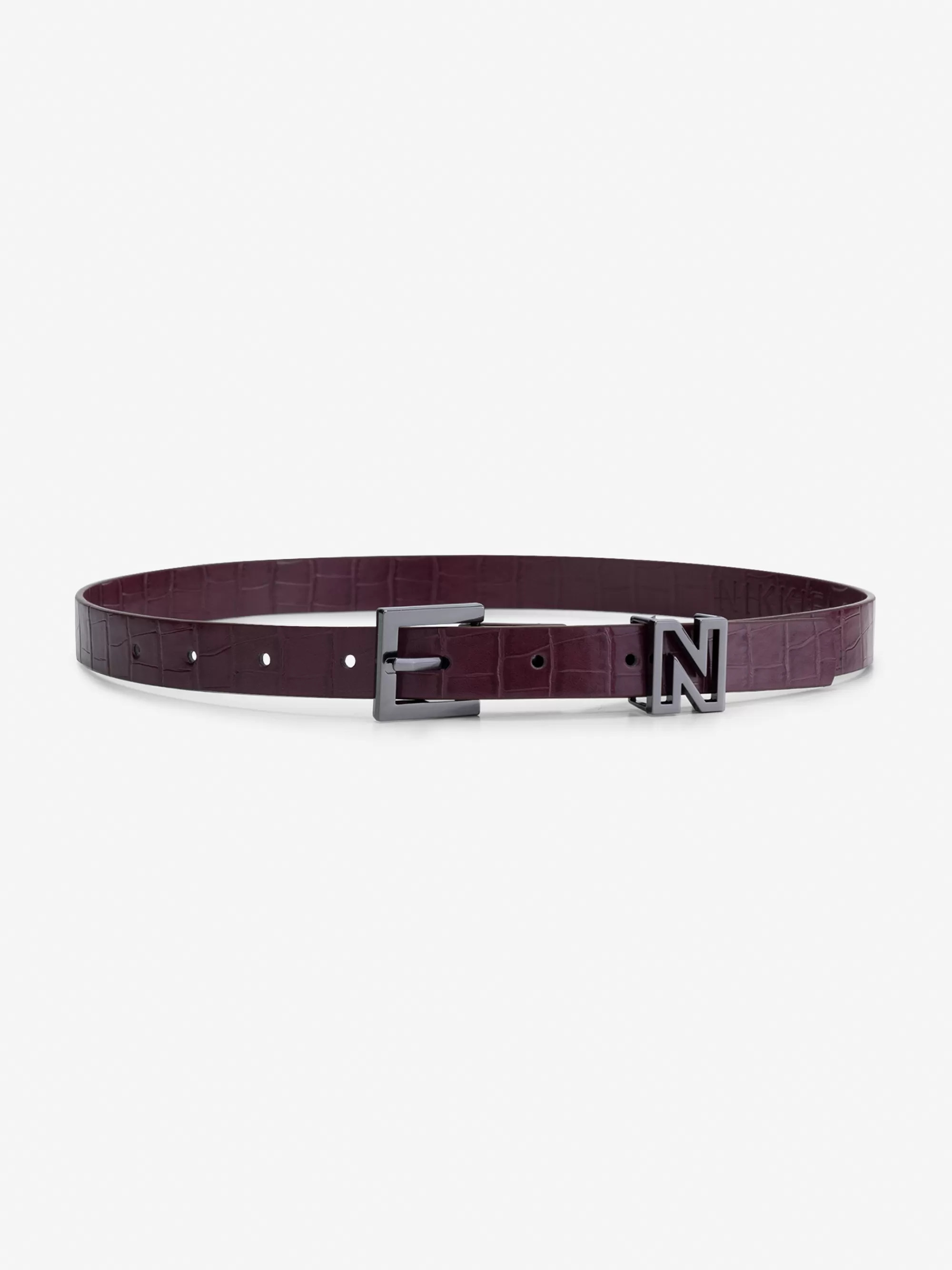 FIFTH HOUSE Alle Accessories-Croco taille riem met N slide Deepred/gunmetal