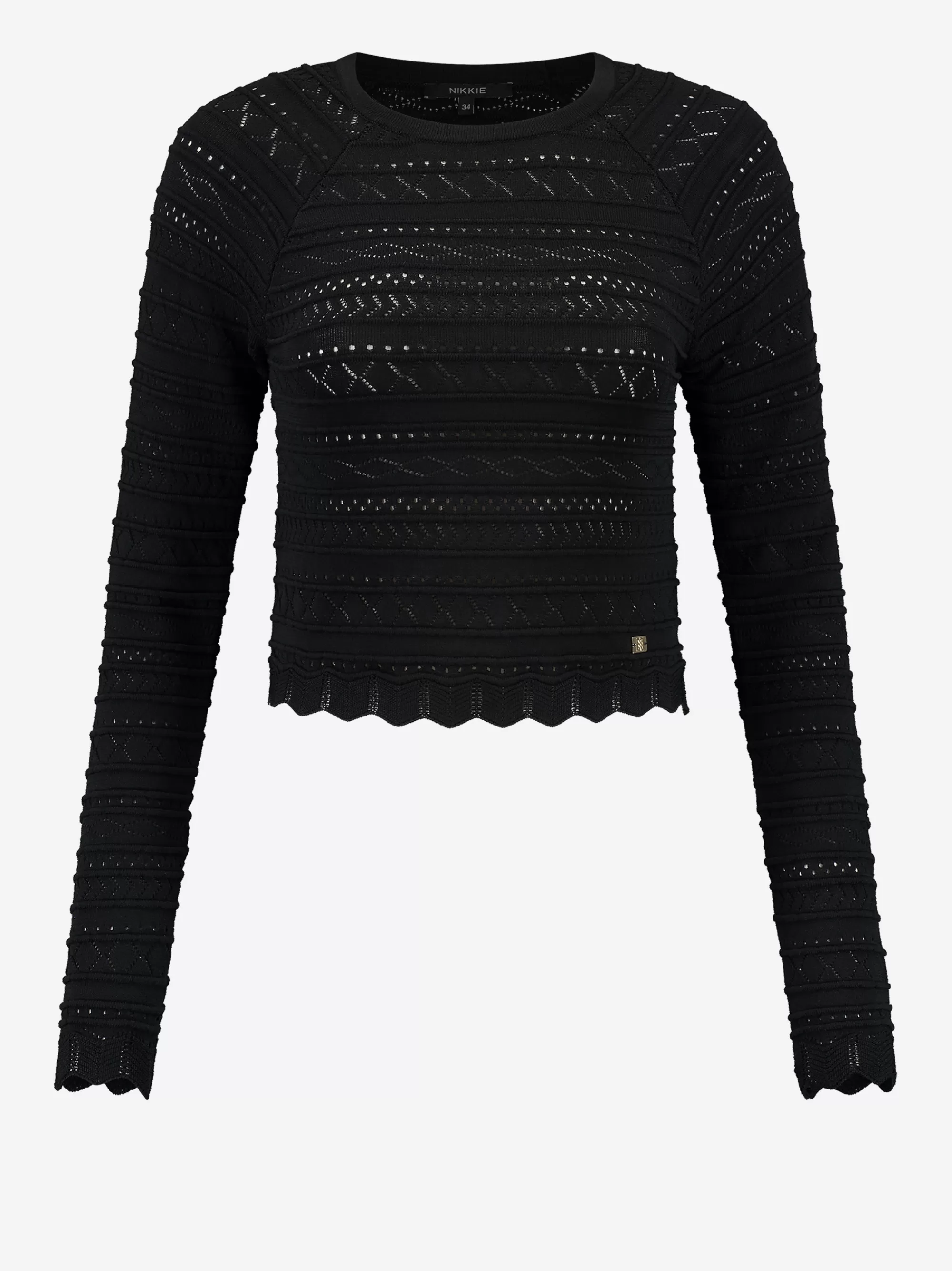 FIFTH HOUSE Tops-Cropped Ajour knit top Black