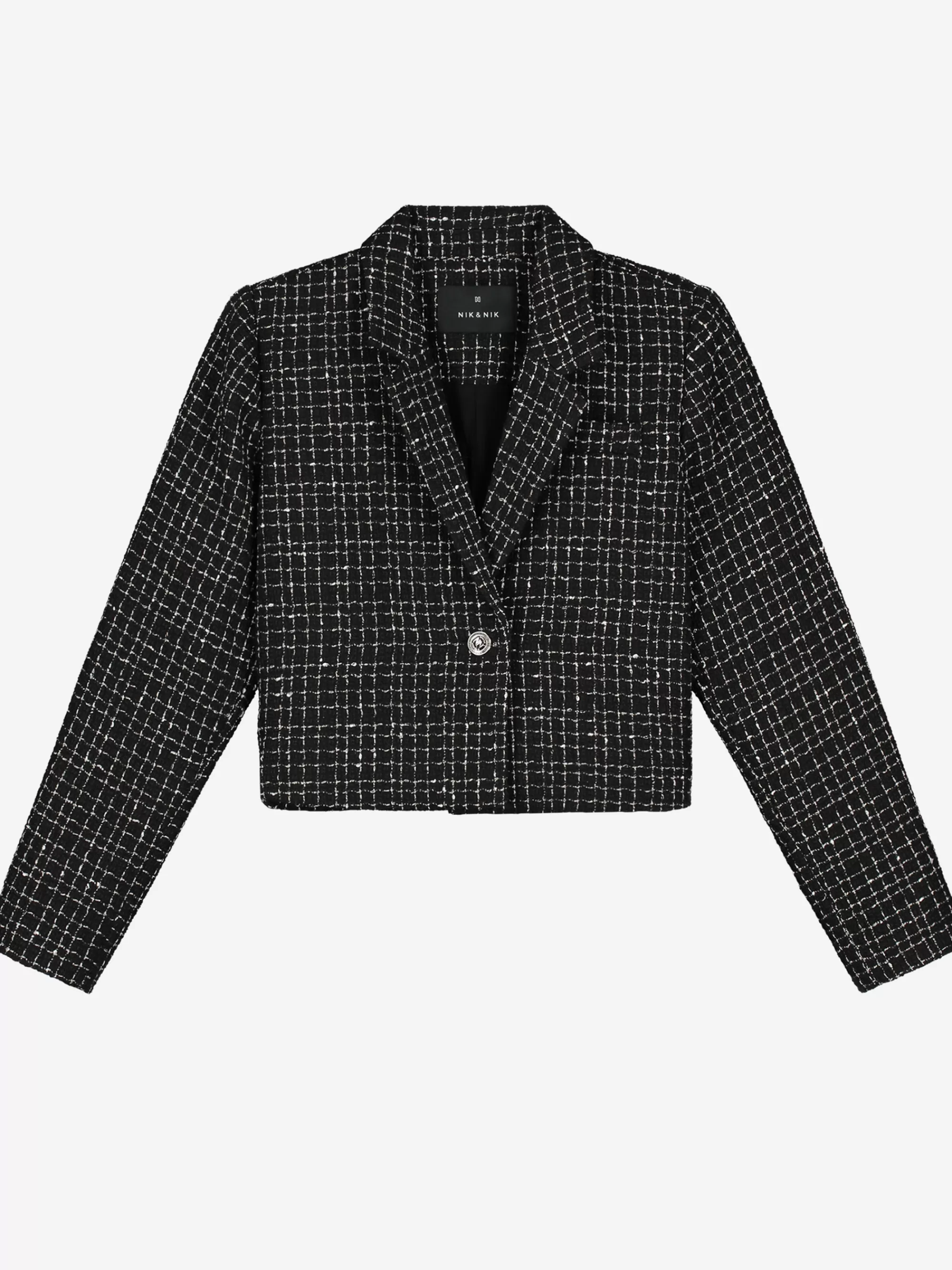 FIFTH HOUSE Jassen & Blazers-Cropped blazer met pied-de-poule patroon Black