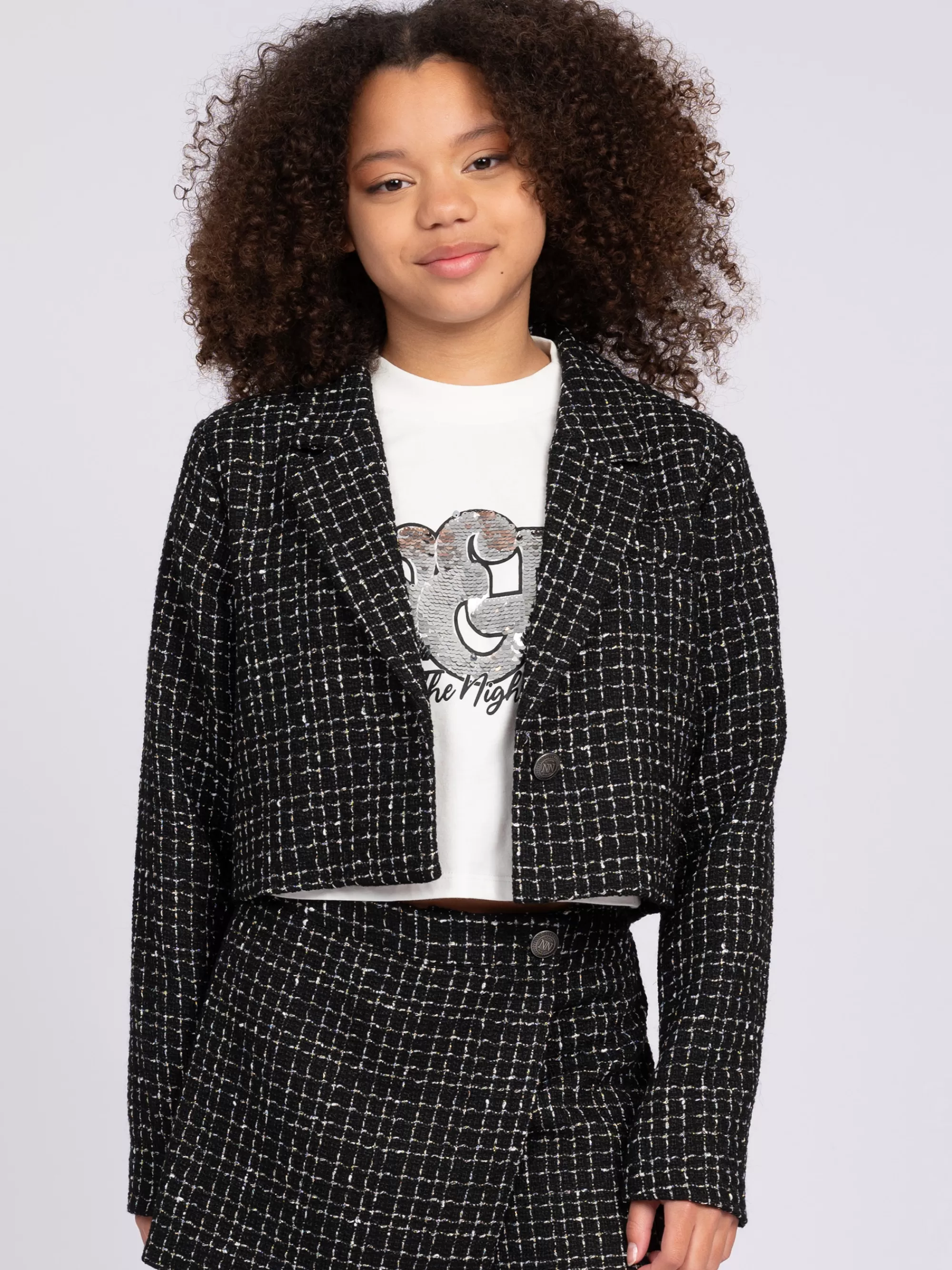 FIFTH HOUSE Jassen & Blazers-Cropped blazer met pied-de-poule patroon Black