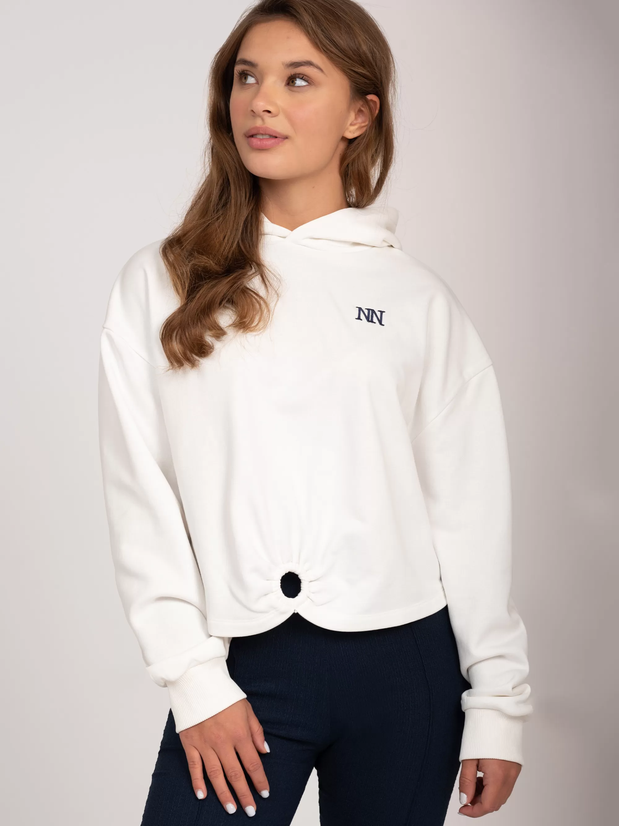 FIFTH HOUSE Truien & Vesten-Cropped hoodie met ring Offwhite