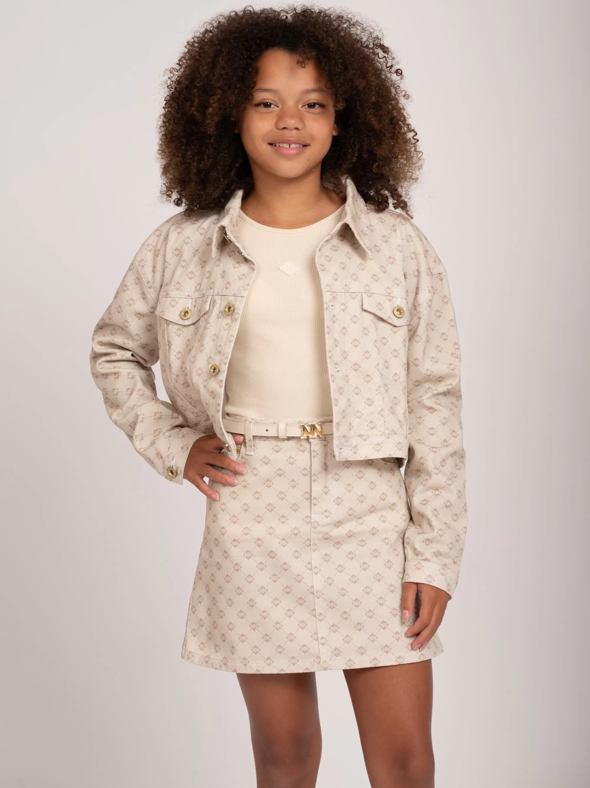 FIFTH HOUSE Sets & Co-ords | Jassen & Blazers-Cropped jack met logo print Kit/hummus