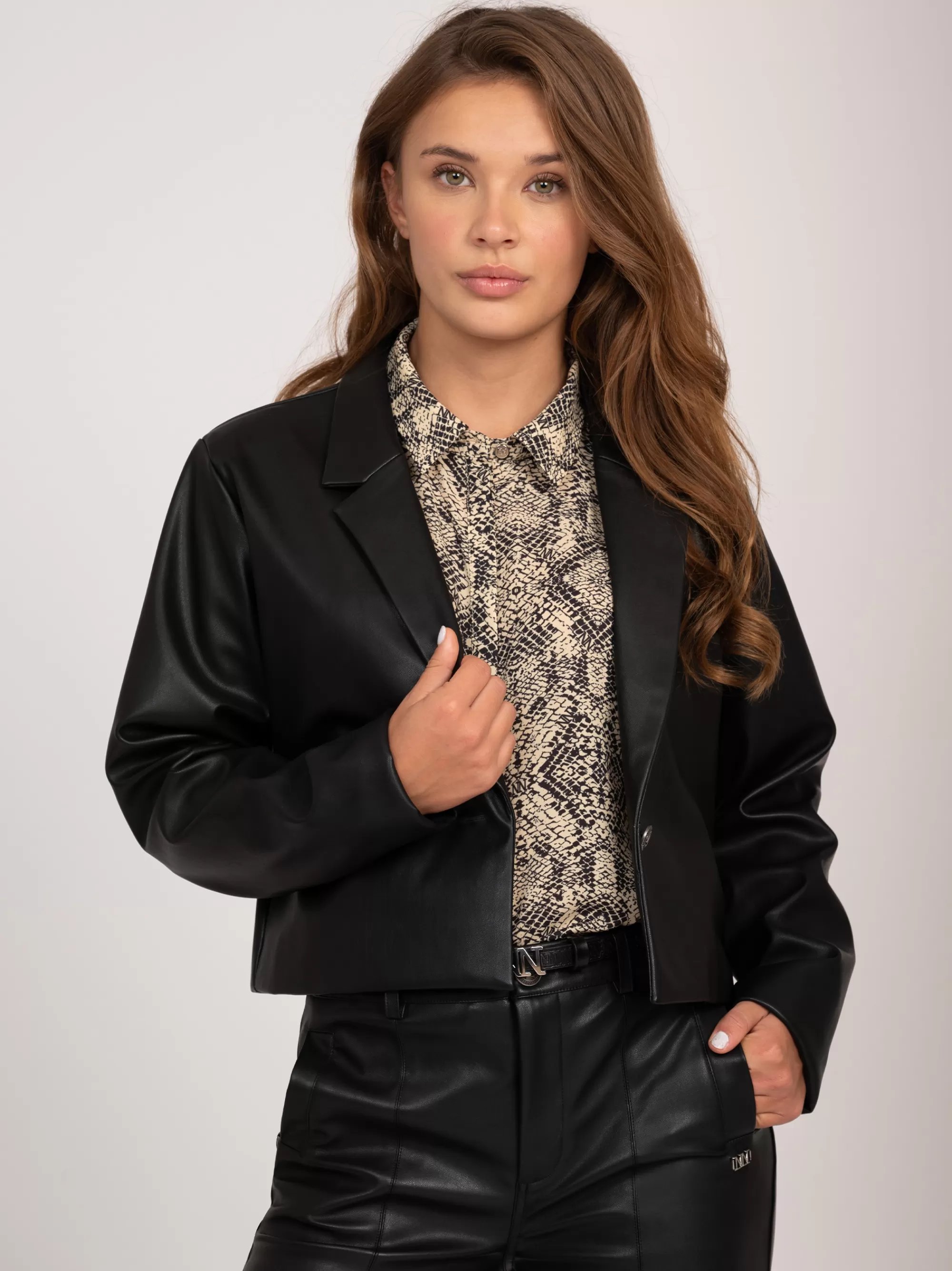 FIFTH HOUSE Sets & Co-ords | Jassen & Blazers-Cropped leren-look blazer Black