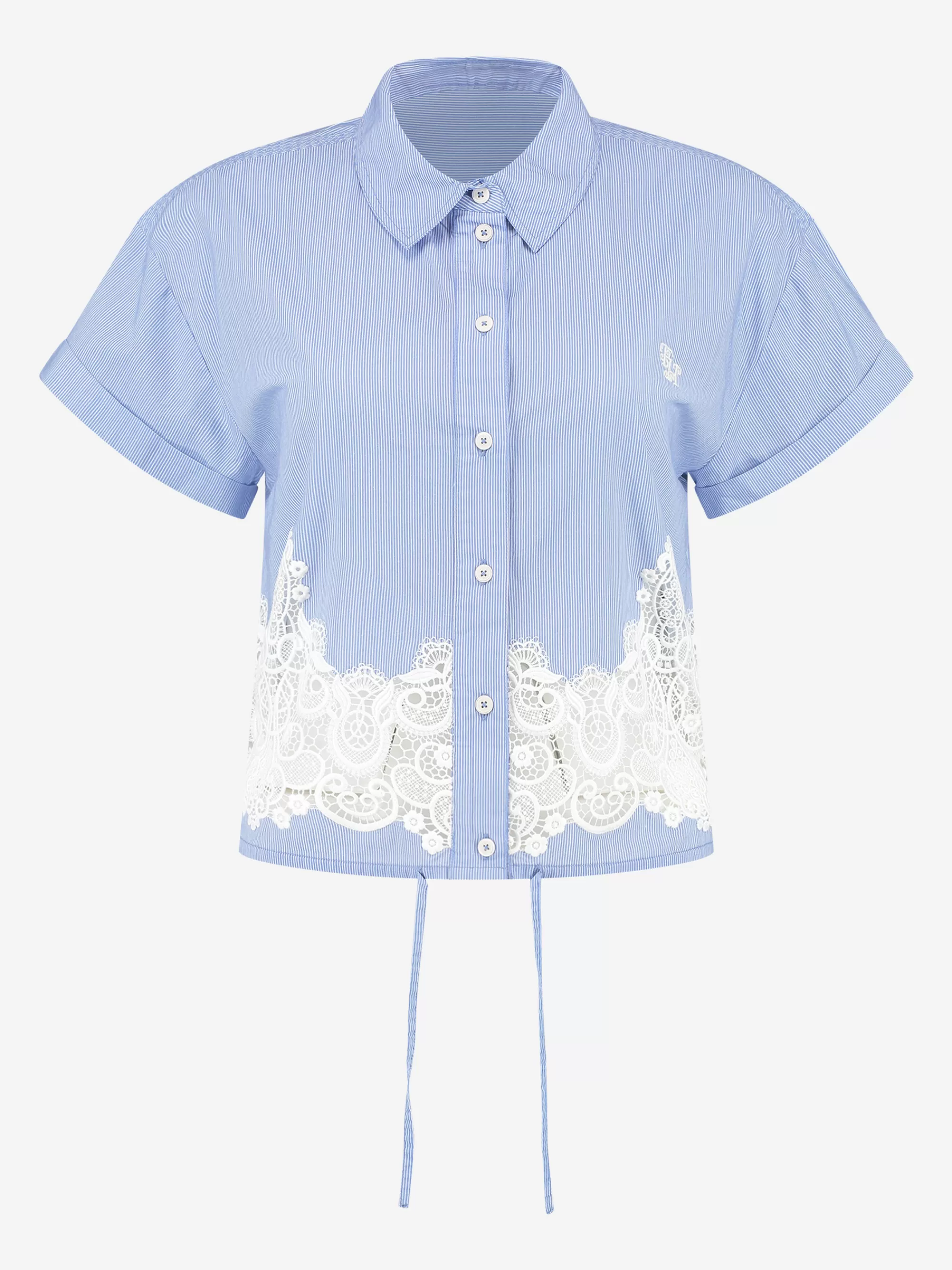 FIFTH HOUSE Tops | Blouses & Overhemden-Cropped shirt met embroidery Airblue/white