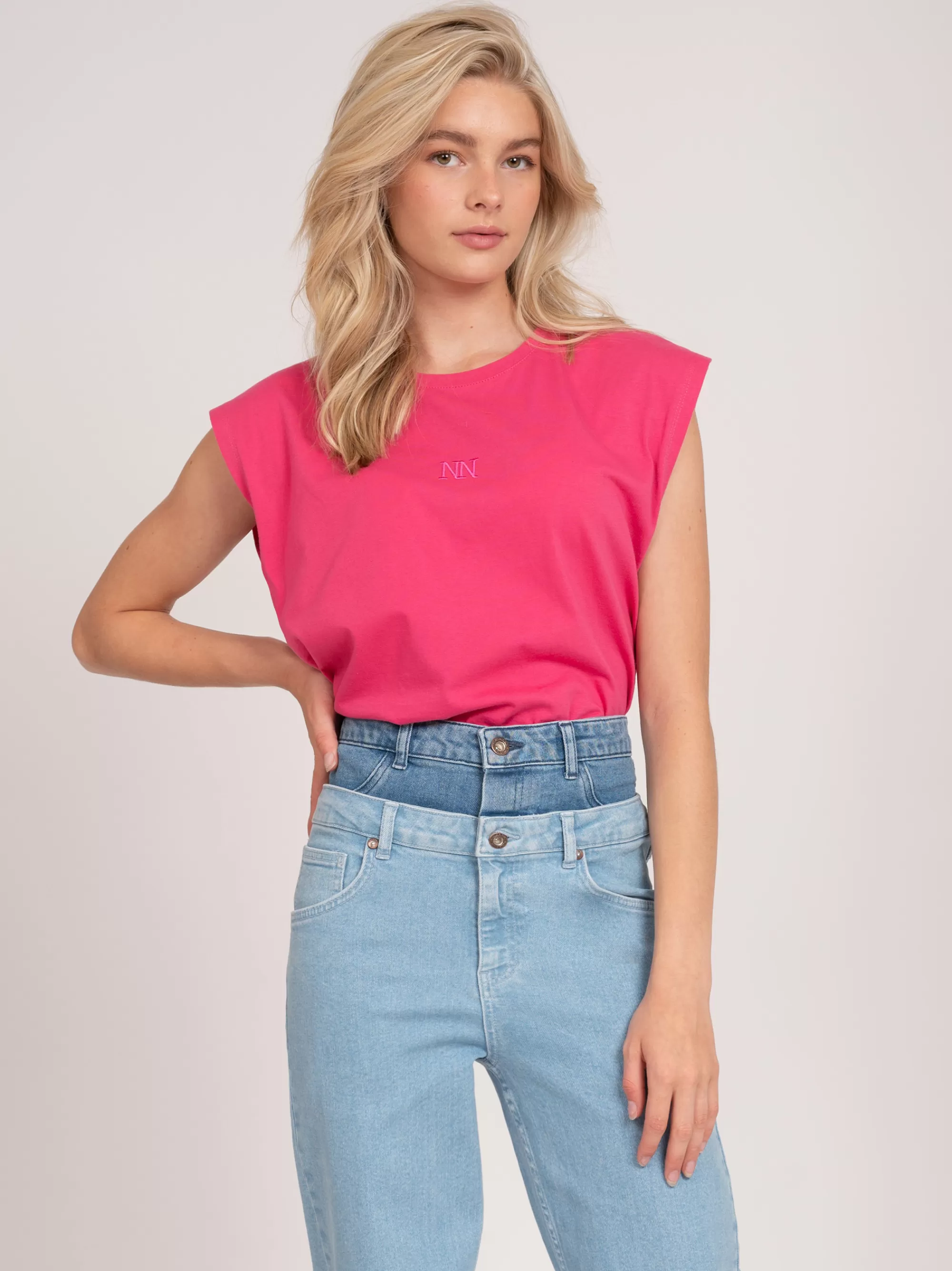 FIFTH HOUSE Tops | T-shirts-Cropped T-shirt met logo Fuchsiapop