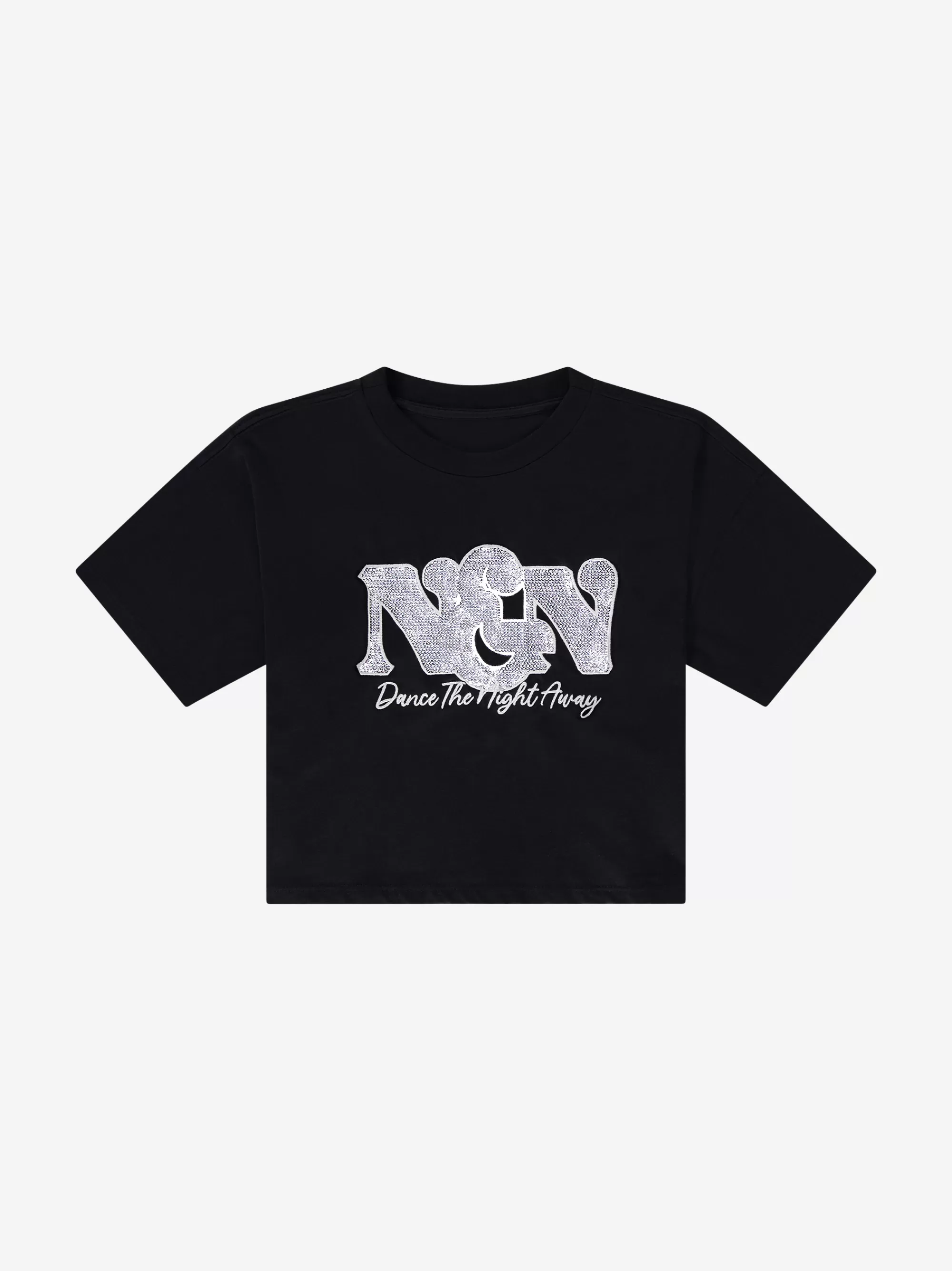 FIFTH HOUSE T-shirts-Cropped T-shirt met pailletten NIK&NIK logo Black