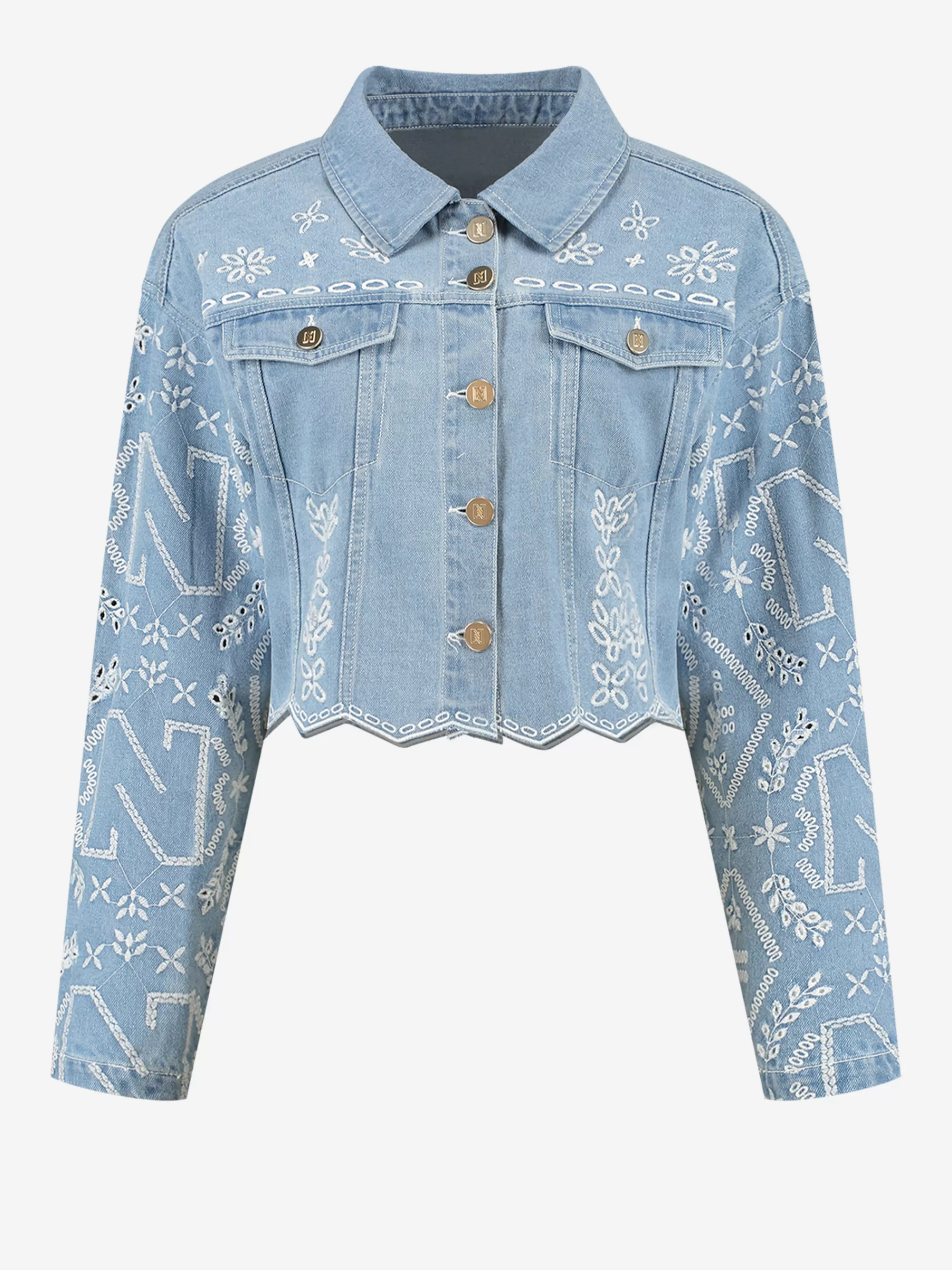 FIFTH HOUSE Jassen & Jacks-Denim jacket met embroidery Lightblue