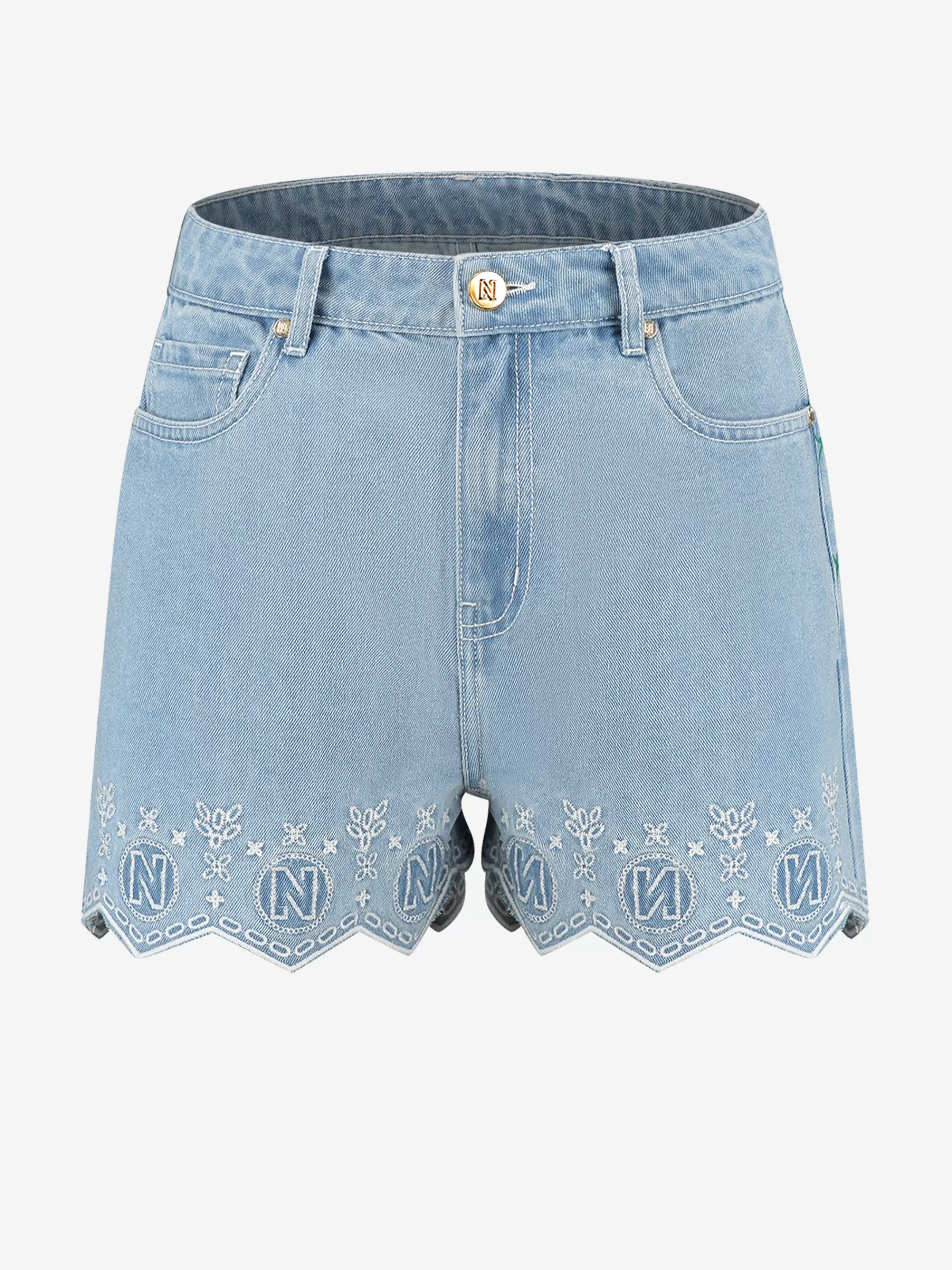 FIFTH HOUSE Shorts-Denim shorts met embroidery Lightblue