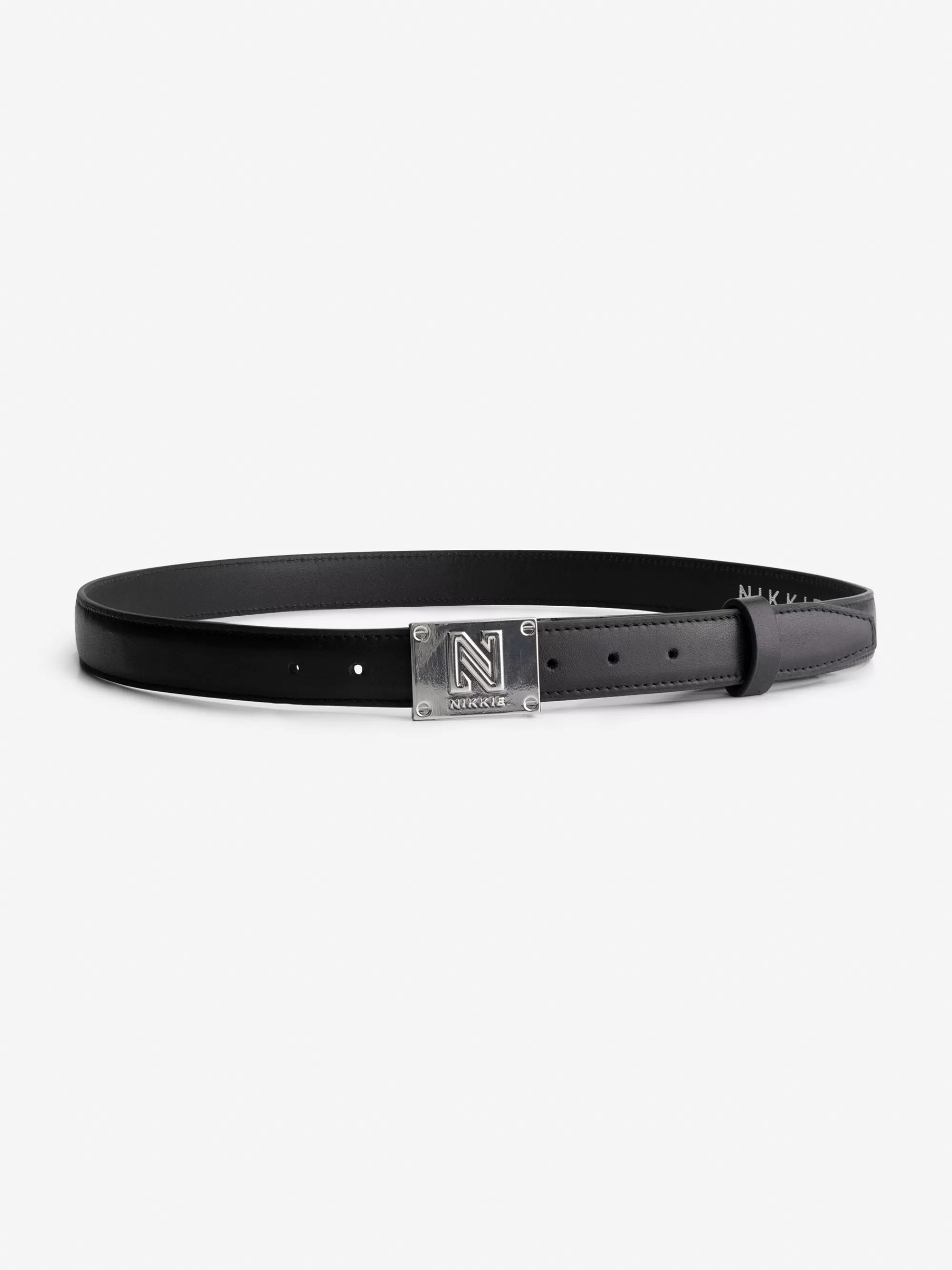 FIFTH HOUSE Alle Accessories-Dunne riem met N logo gesp Black/silver