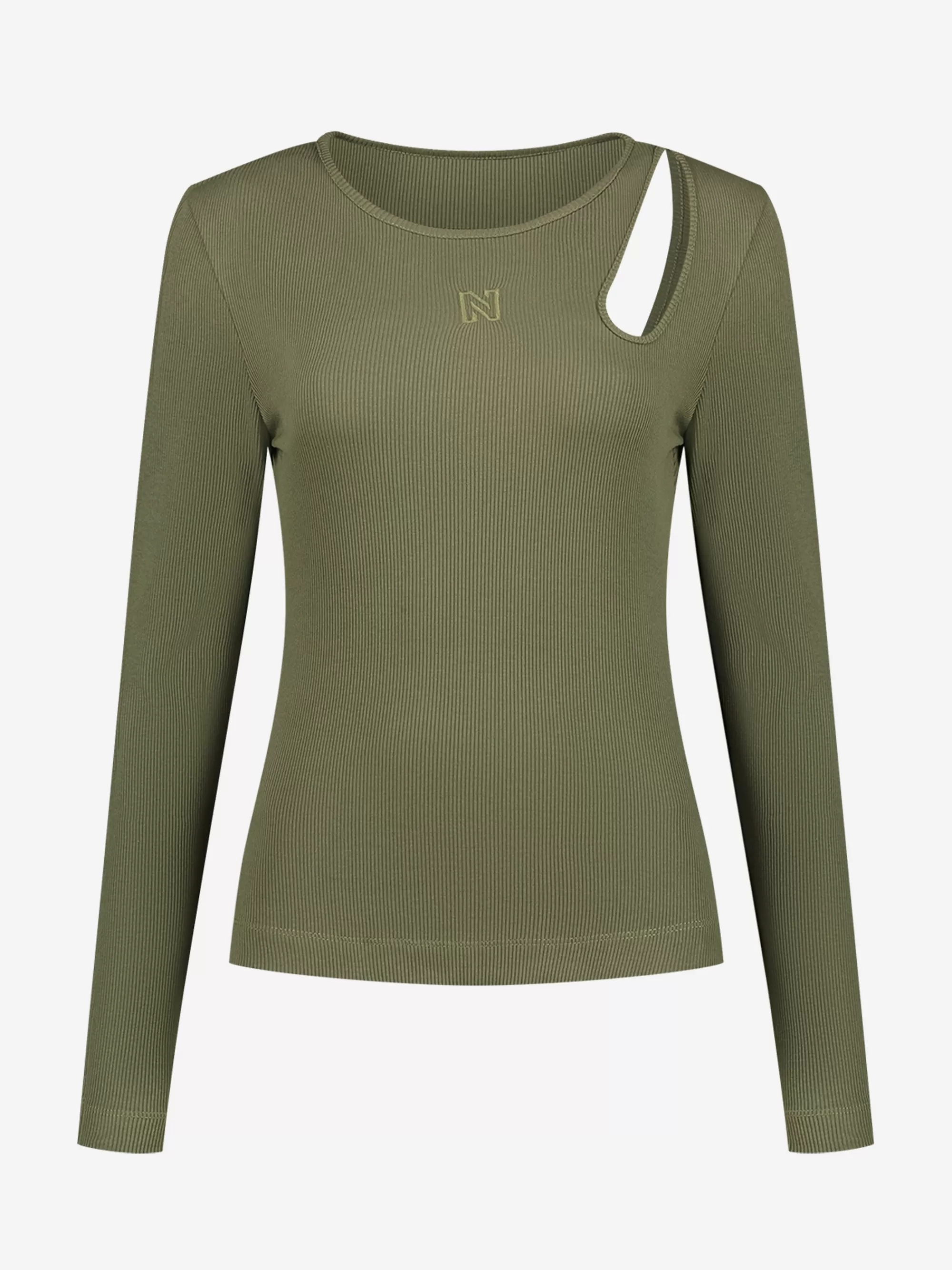 FIFTH HOUSE Tops-Fitted top met cut-out Combatgreen