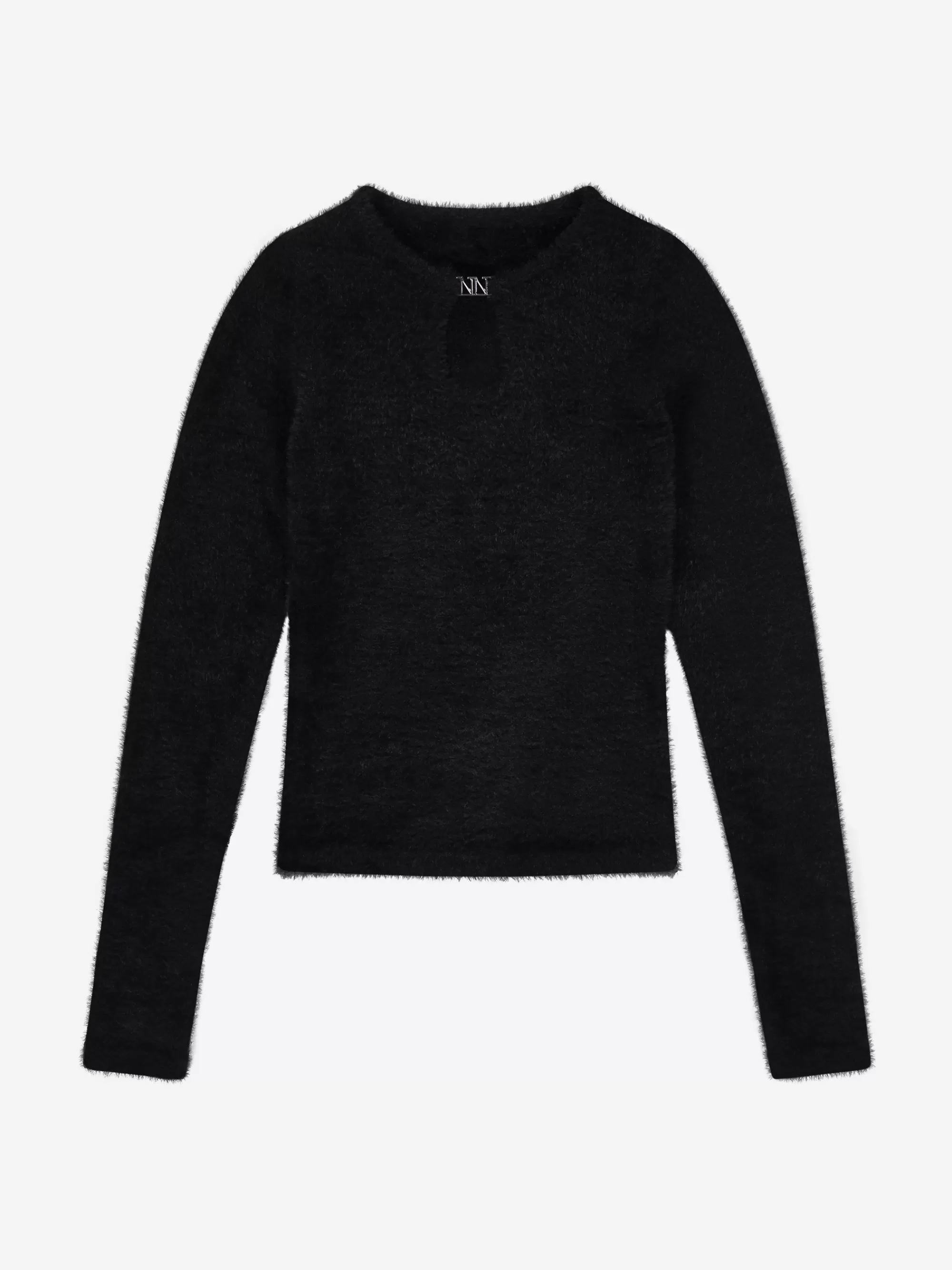 FIFTH HOUSE Tops-Fluffy trui met detail bij hals Black