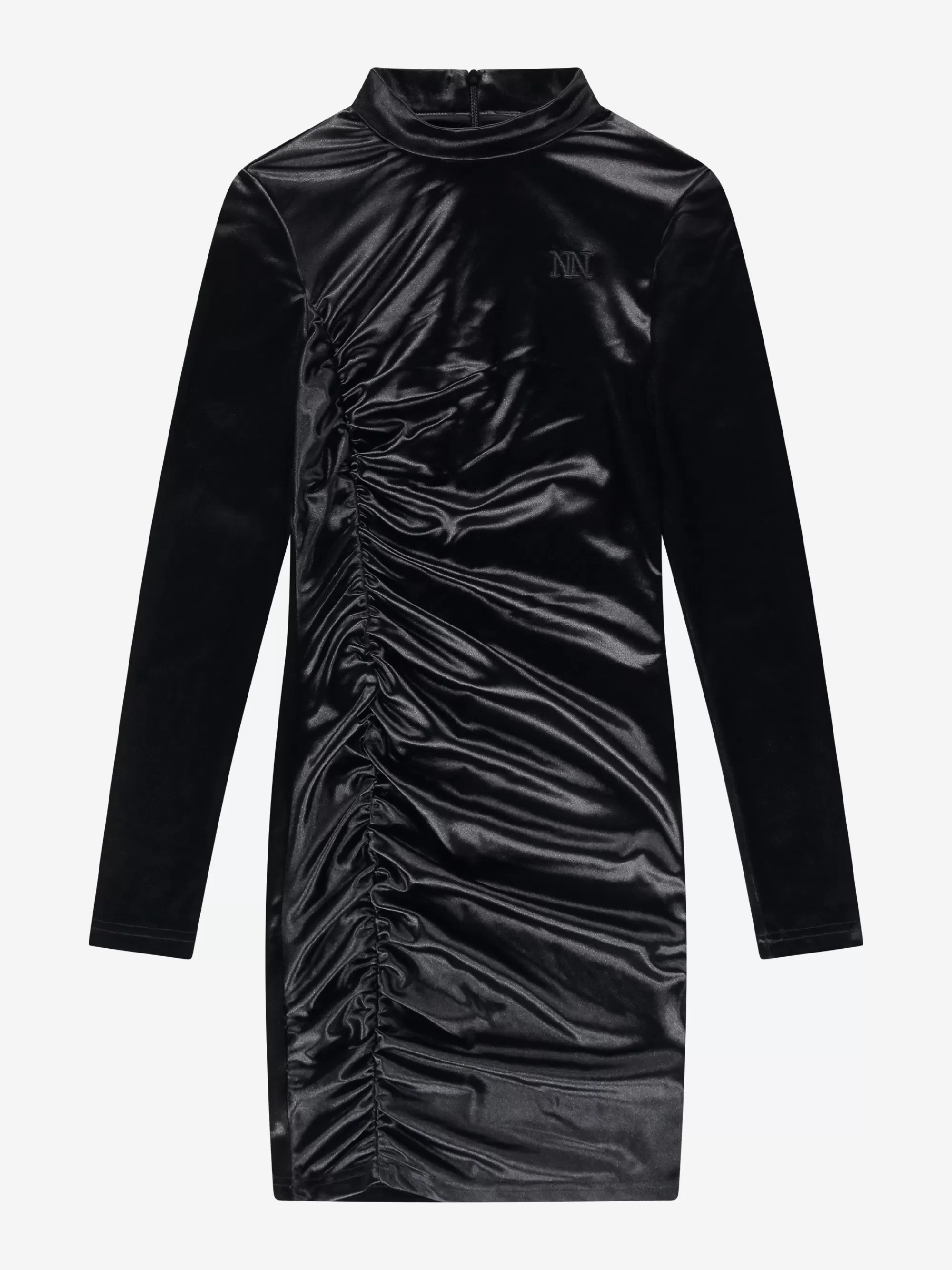 FIFTH HOUSE Jurken-Gedrapeerde jurk met velvet look Black