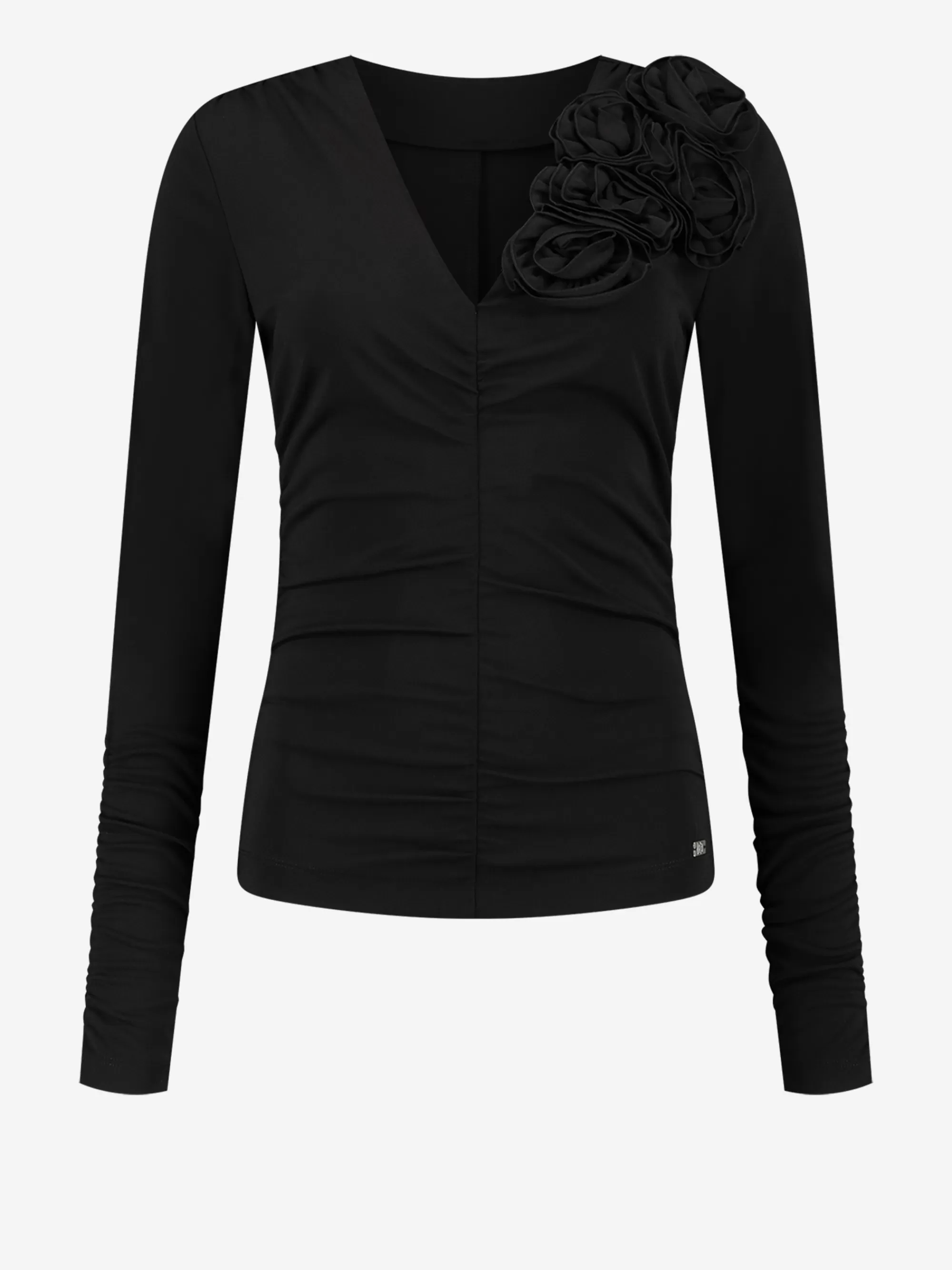 FIFTH HOUSE Tops-Gedrapeerde top met bloem detail Black