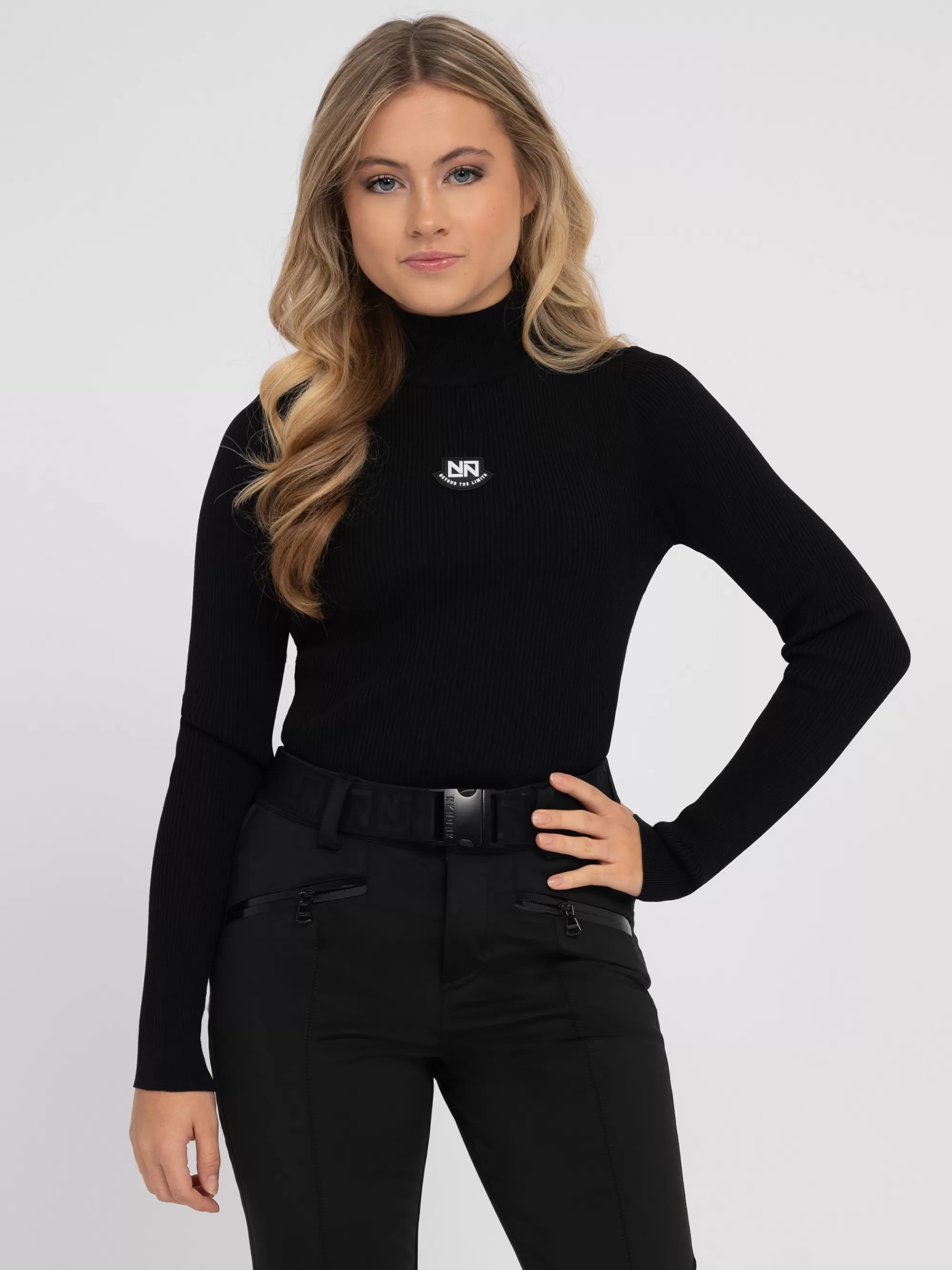 FIFTH HOUSE Skiwear | Tops-Geribbelde ski pully met col Black