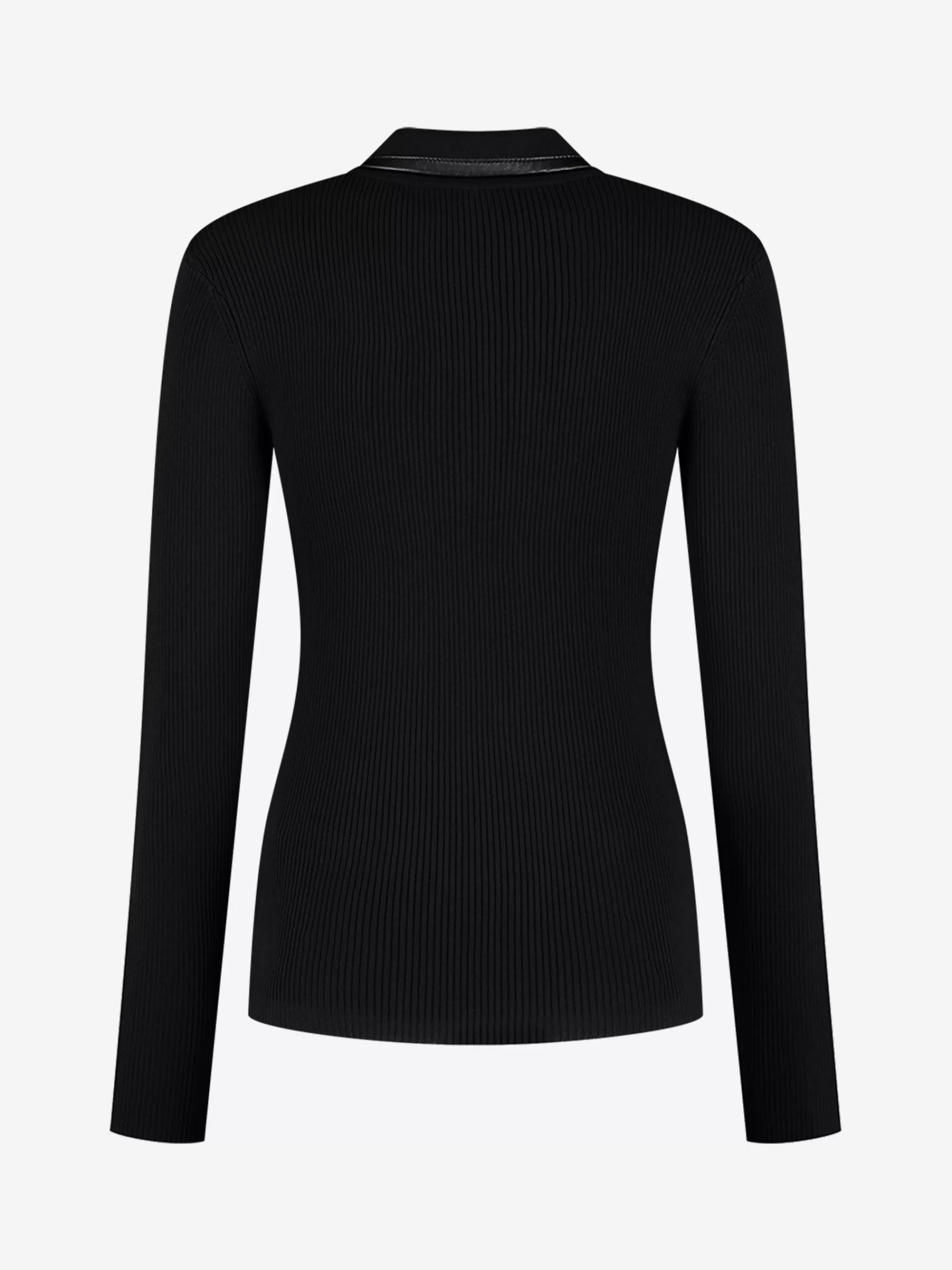 FIFTH HOUSE Tops-Geribbelde sweater met rits bij de hals Black