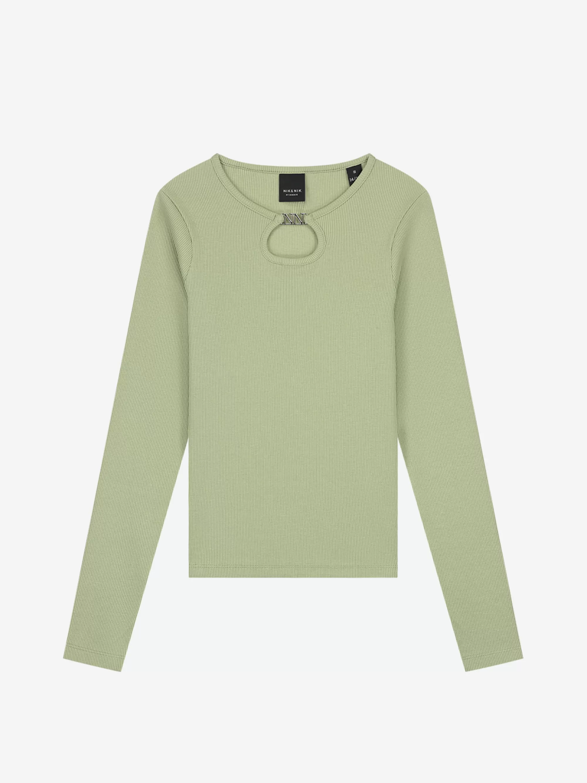 FIFTH HOUSE Tops-Geribbelde top met open detail Crocodilegreen