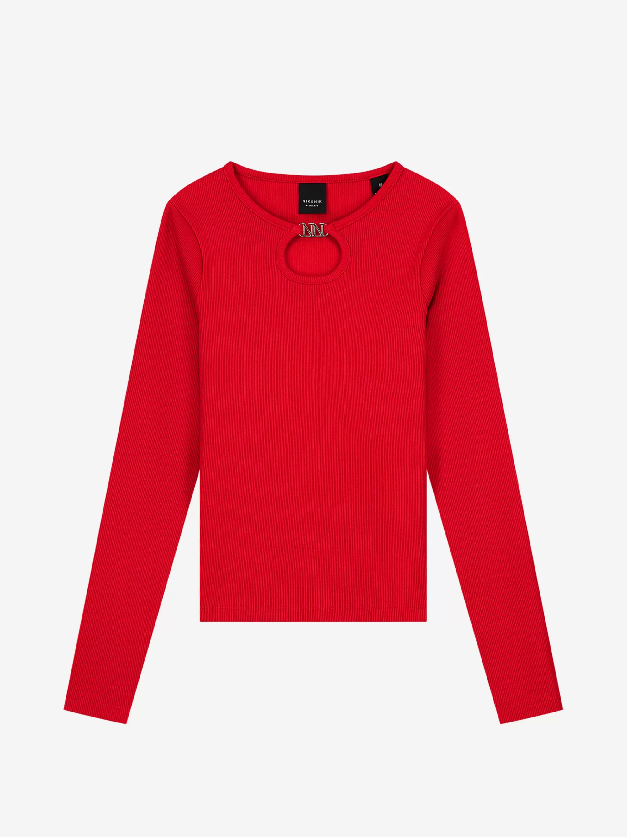 FIFTH HOUSE Tops-Geribbelde top met open detail Rubyred