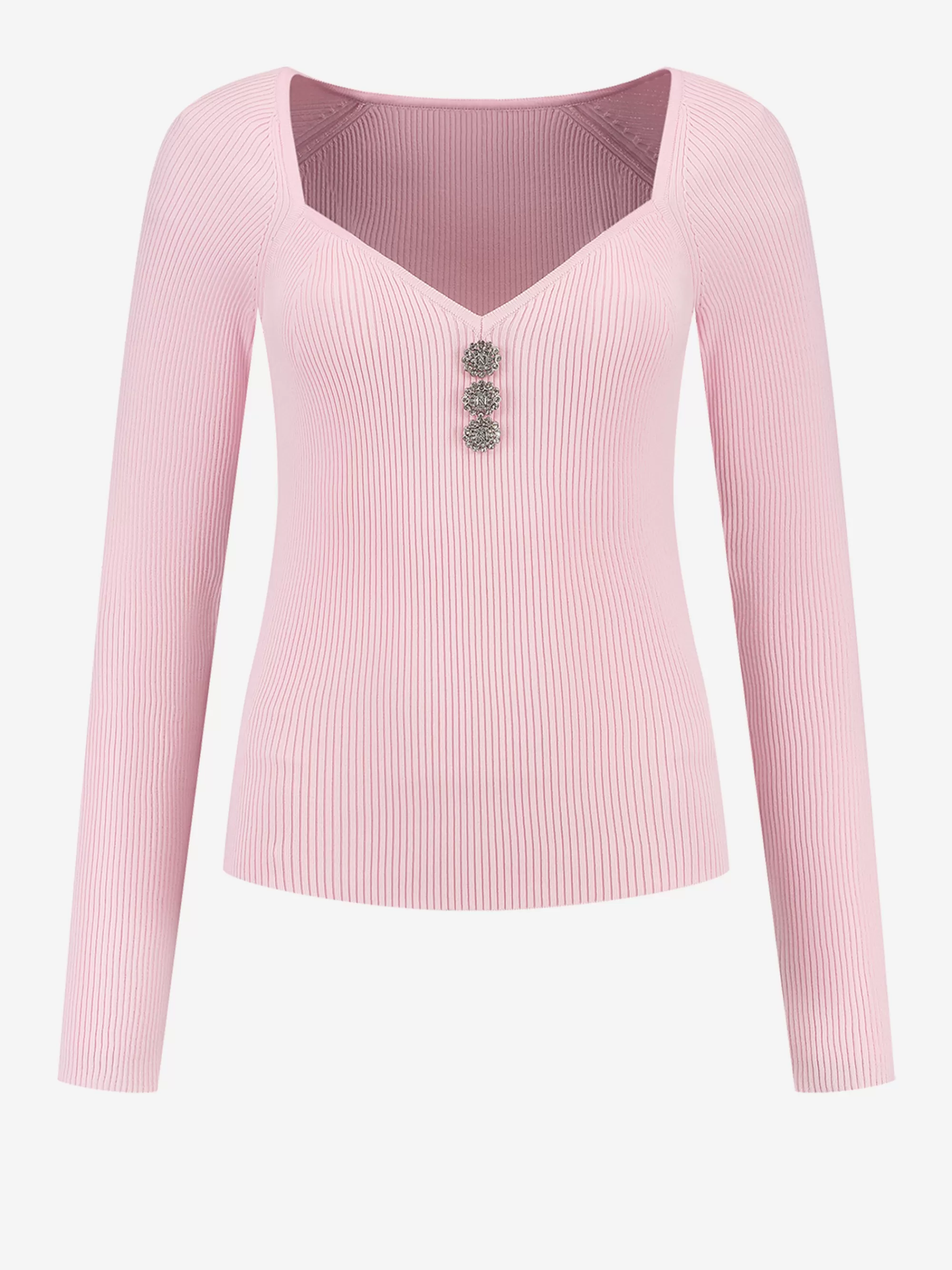 FIFTH HOUSE Tops-Geribbelde top met sierknopen Cottoncandy