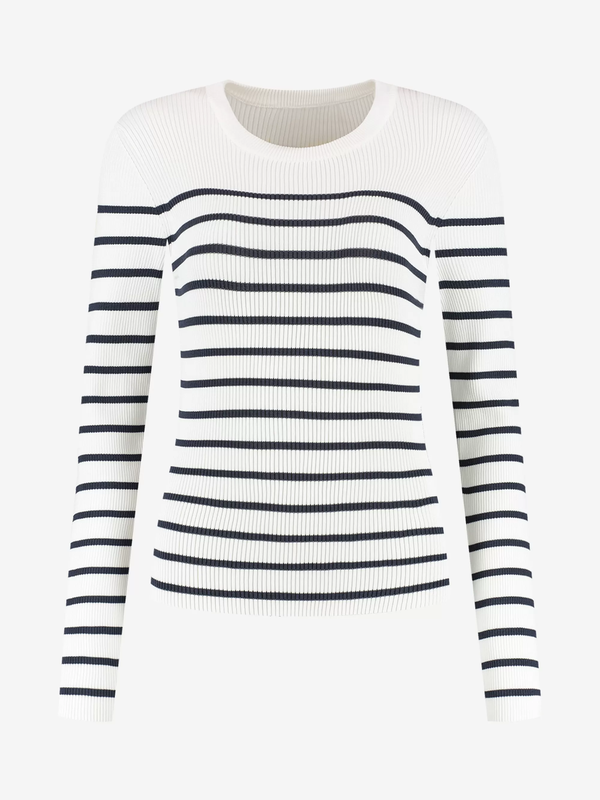 FIFTH HOUSE Tops-Geribbelde top met strepen en knoopdetails Starwhite/darknavy