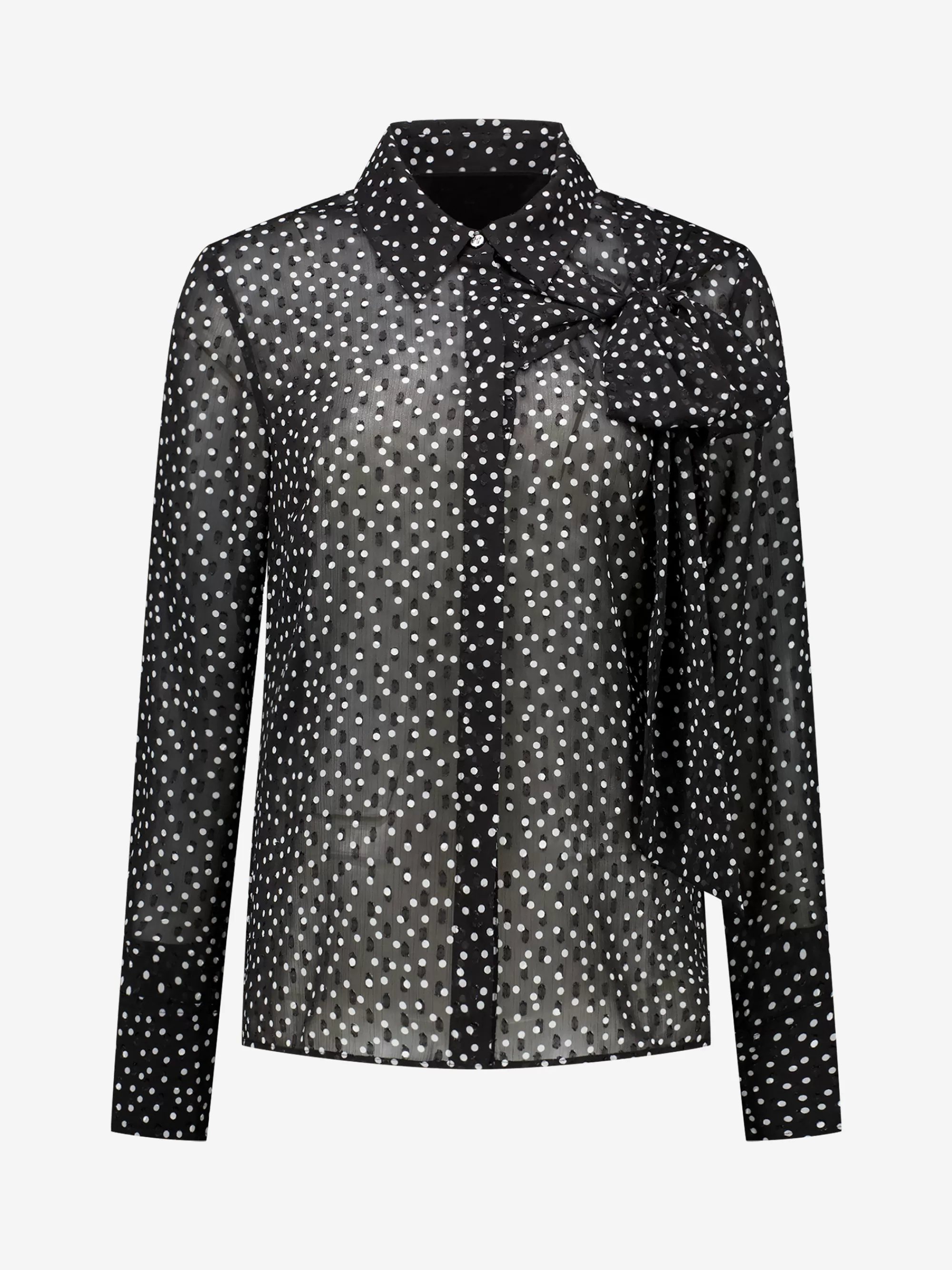 FIFTH HOUSE Blouses & Overhemden-Gestippelde blouse met strik detail Black