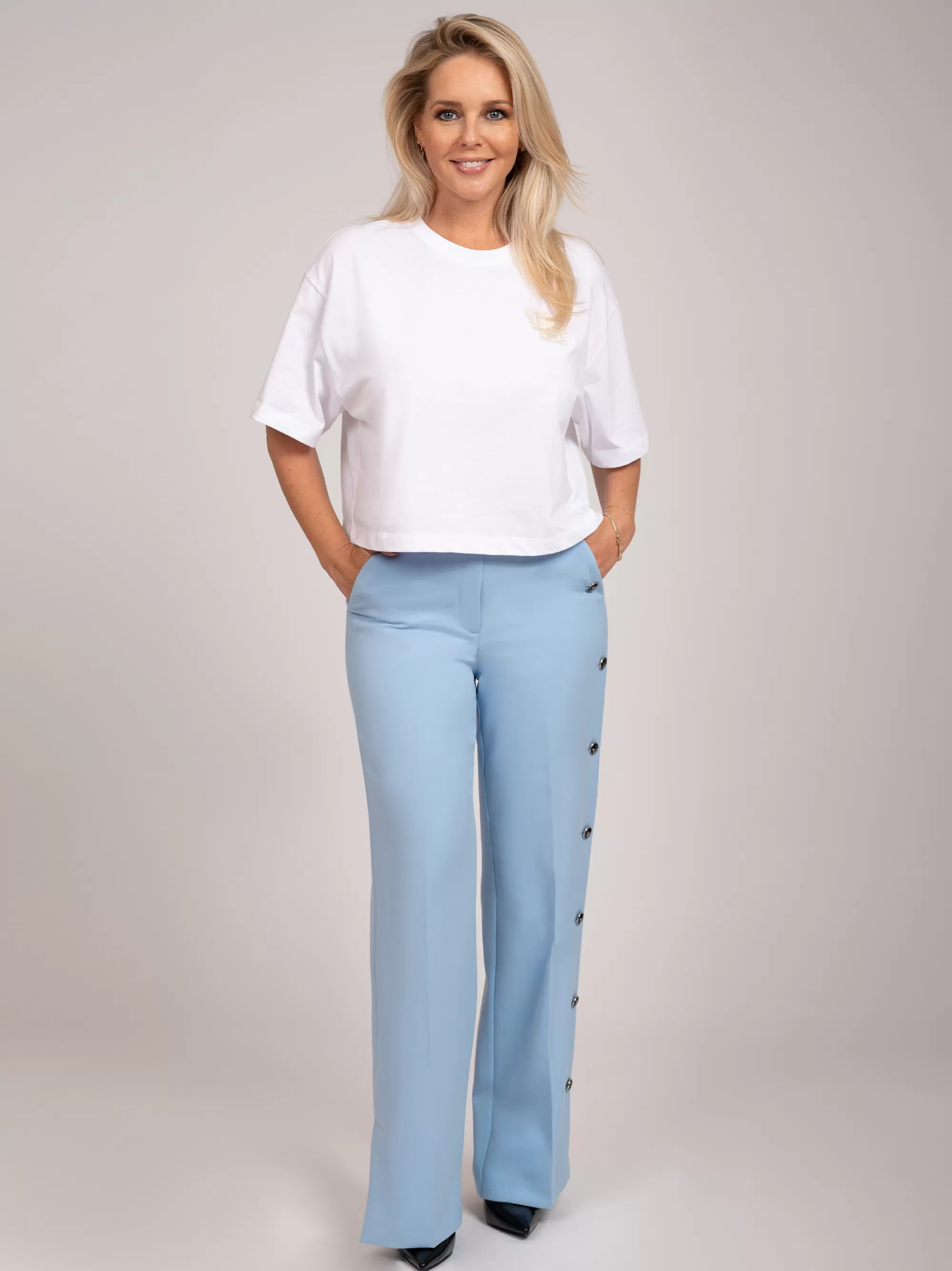 FIFTH HOUSE Sets & Co-ords | Broeken & Jeans-High rise broek met knopen Airblue