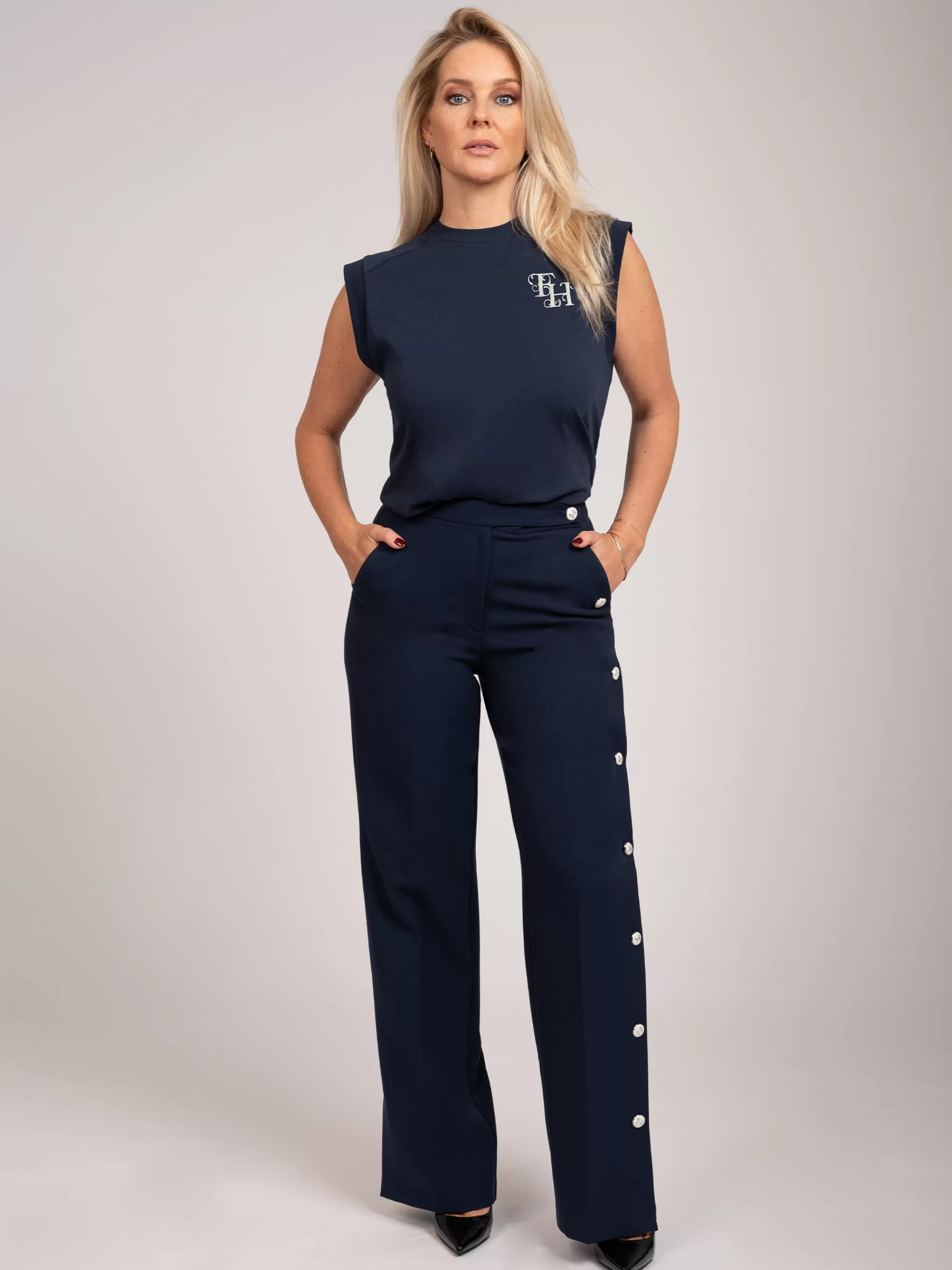 FIFTH HOUSE Sets & Co-ords | Broeken & Jeans-High rise broek met knopen Navynight