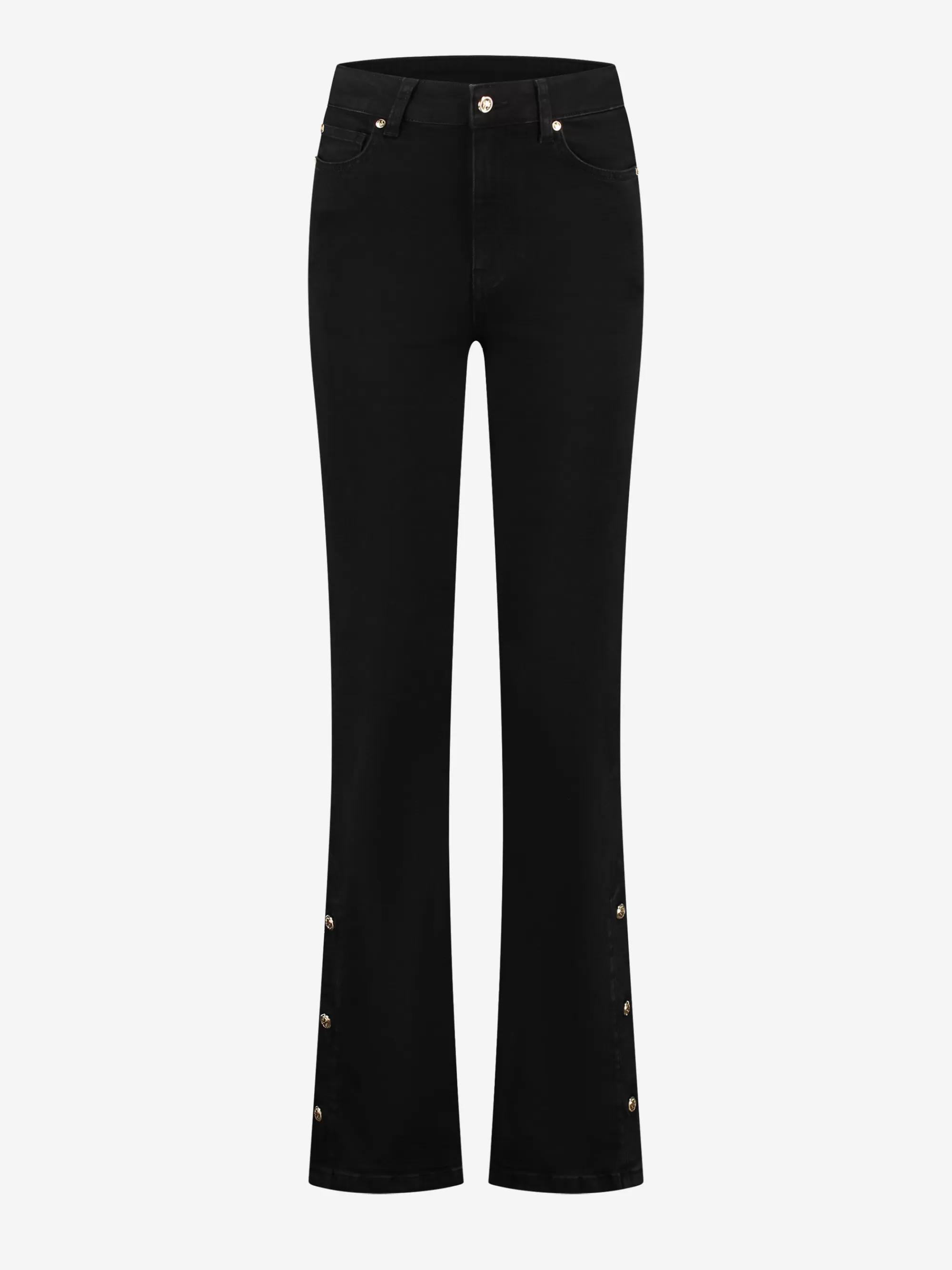 FIFTH HOUSE Broeken & Jeans-High rise flared jeans met knopen Black