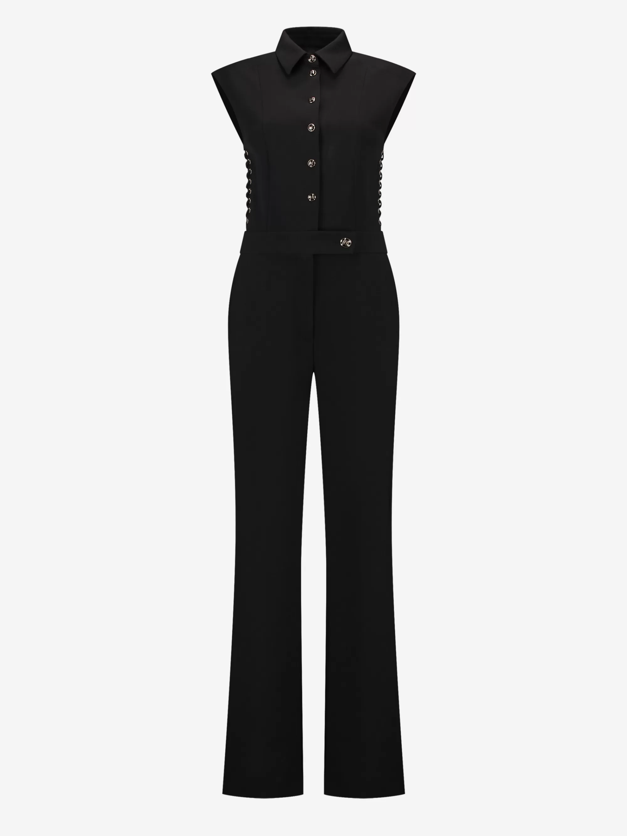 FIFTH HOUSE Jumpsuits-High waist jumpsuit with lace detail Black