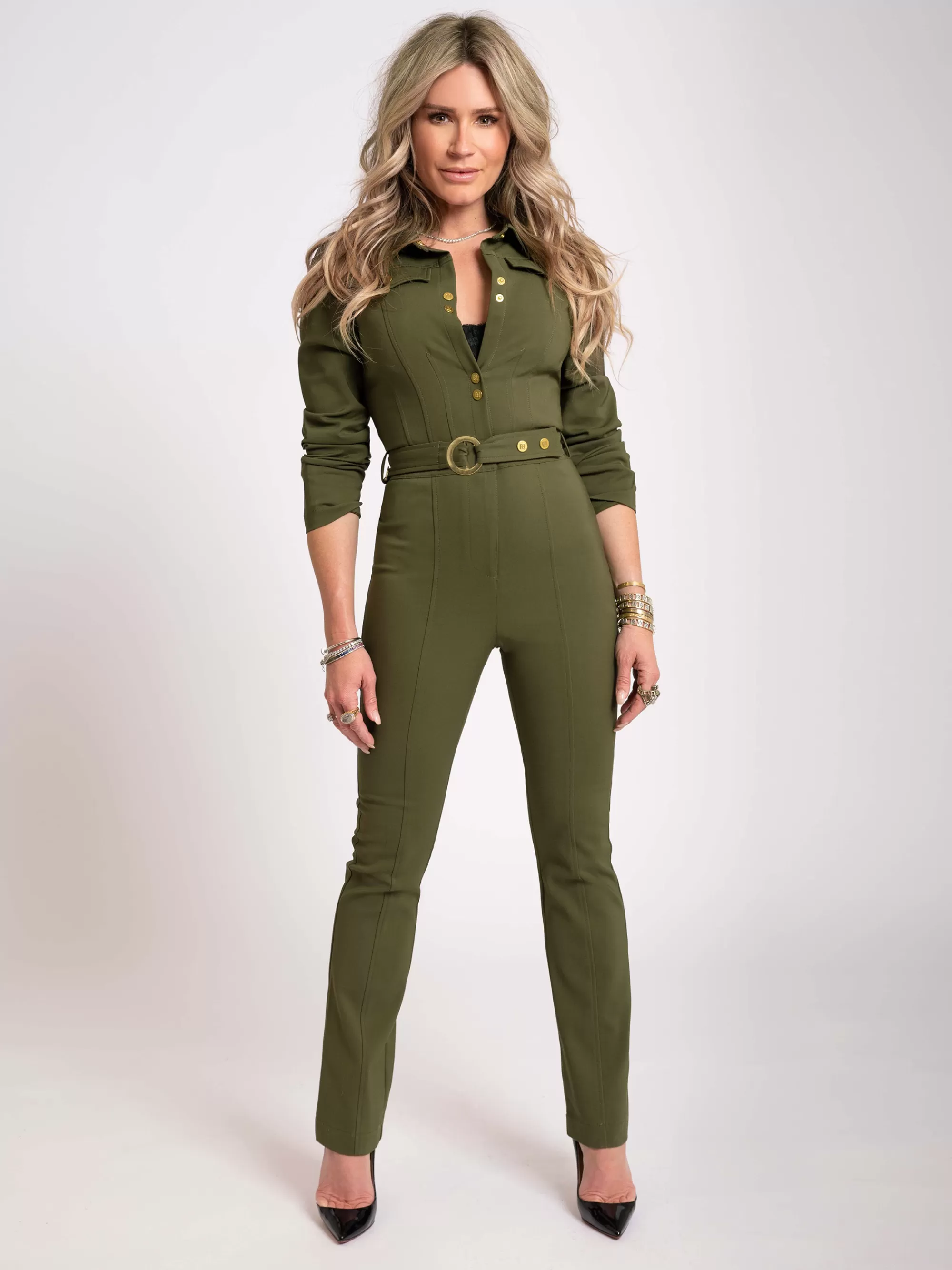 FIFTH HOUSE Jumpsuits-Jumpsuit met riem Combatgreen