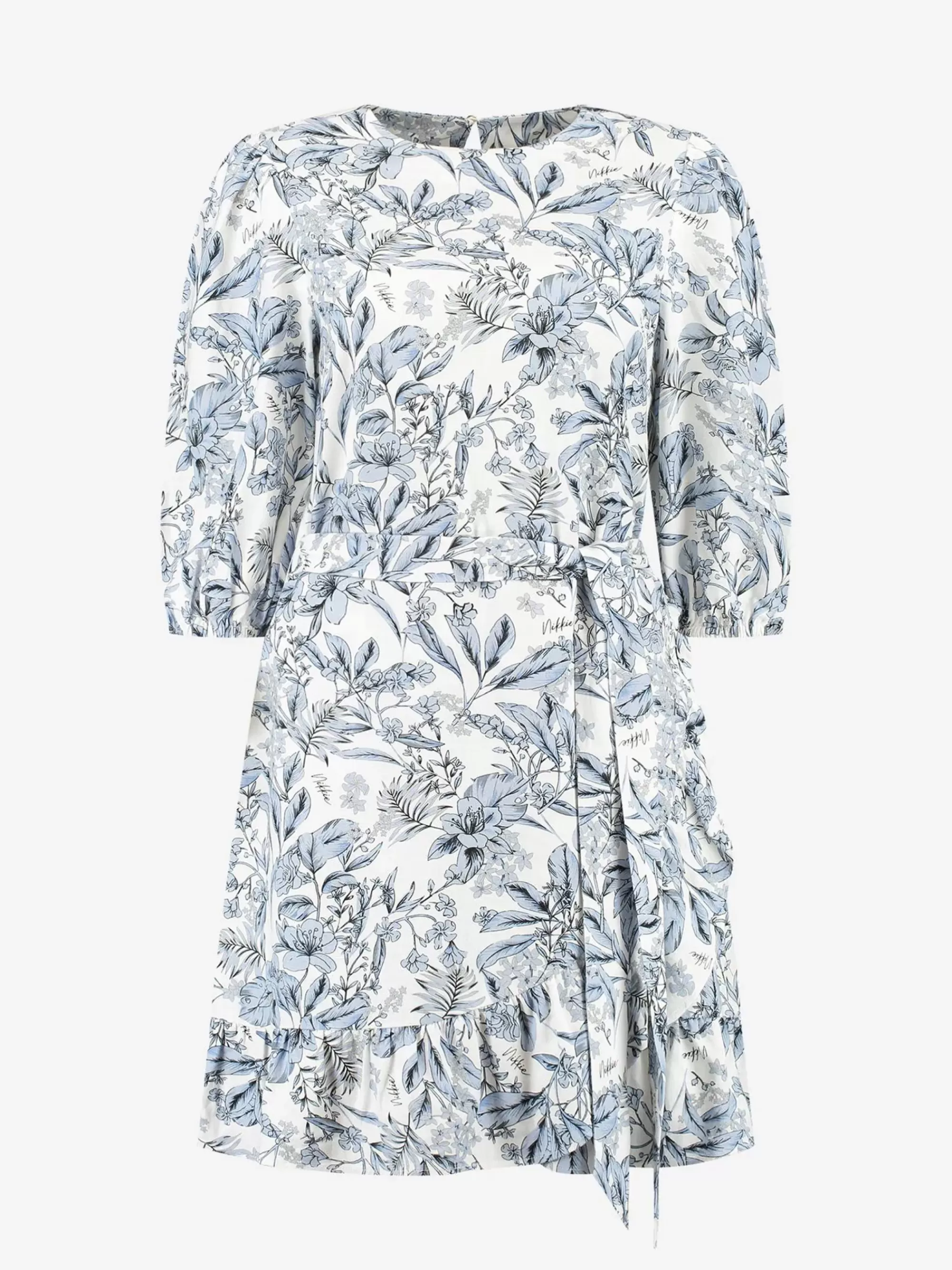 FIFTH HOUSE Jurken-Jurk met bloemen print Smokedblue/starwhite