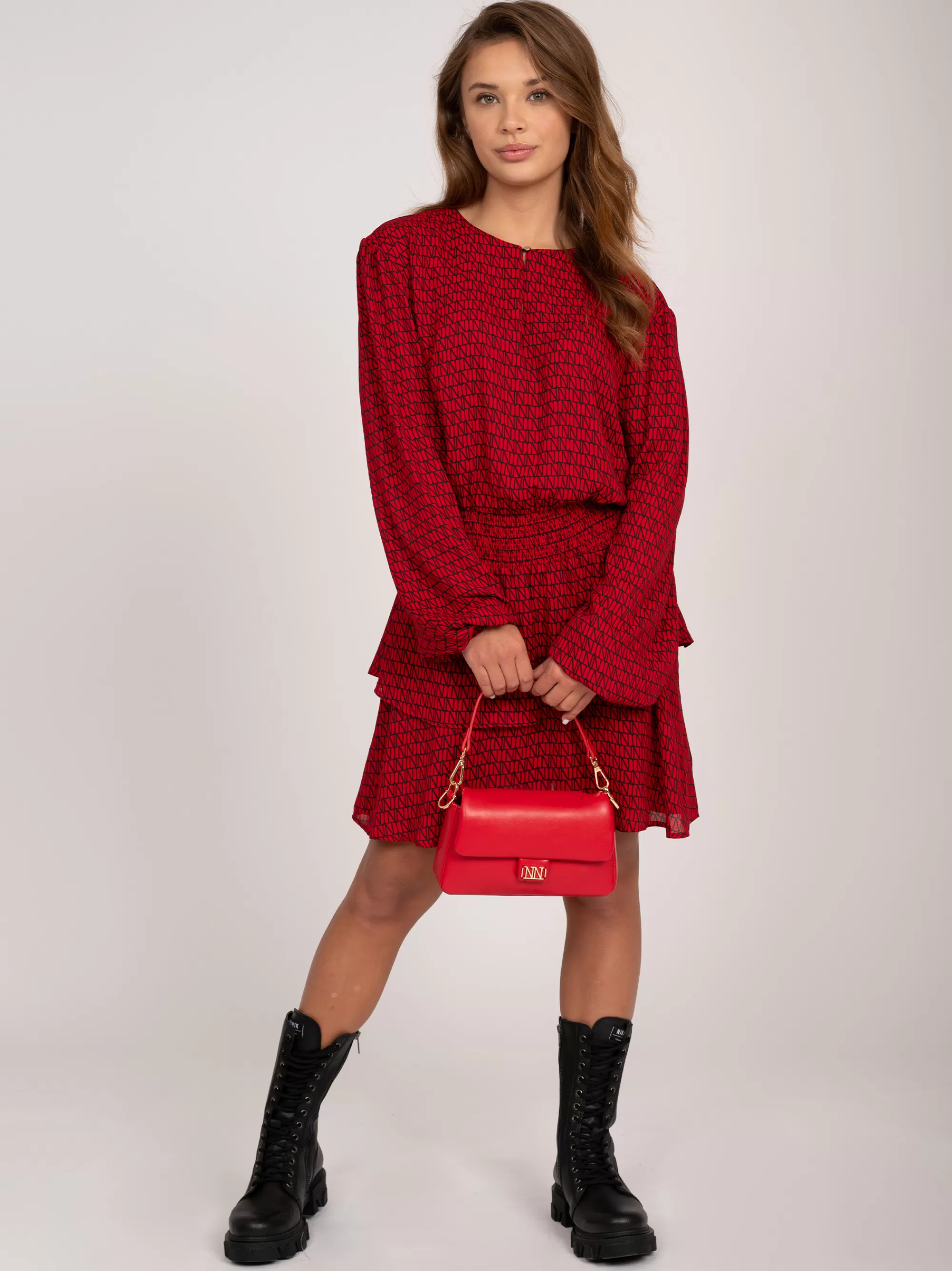 FIFTH HOUSE Jurken-Jurk met NN-logo print Rubyred