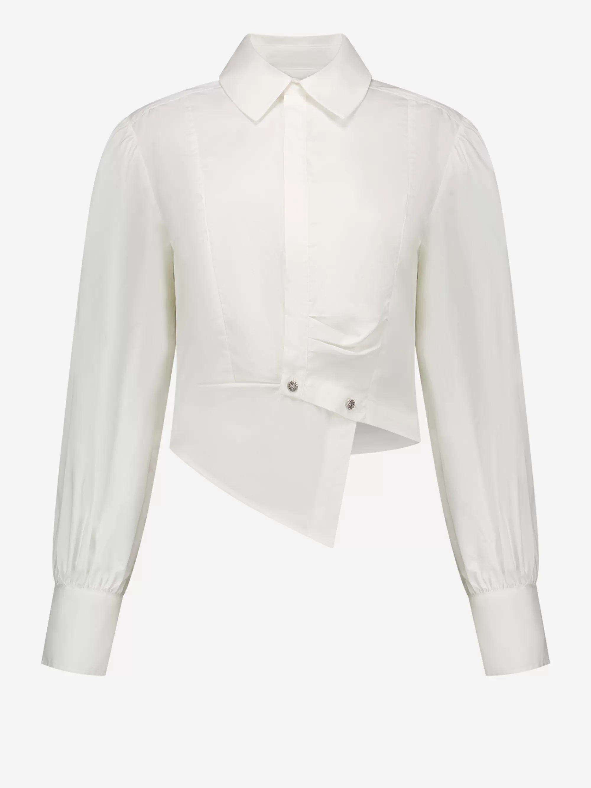 FIFTH HOUSE Blouses-Korte asymmetrische blouse met ballonmouwen Starwhite