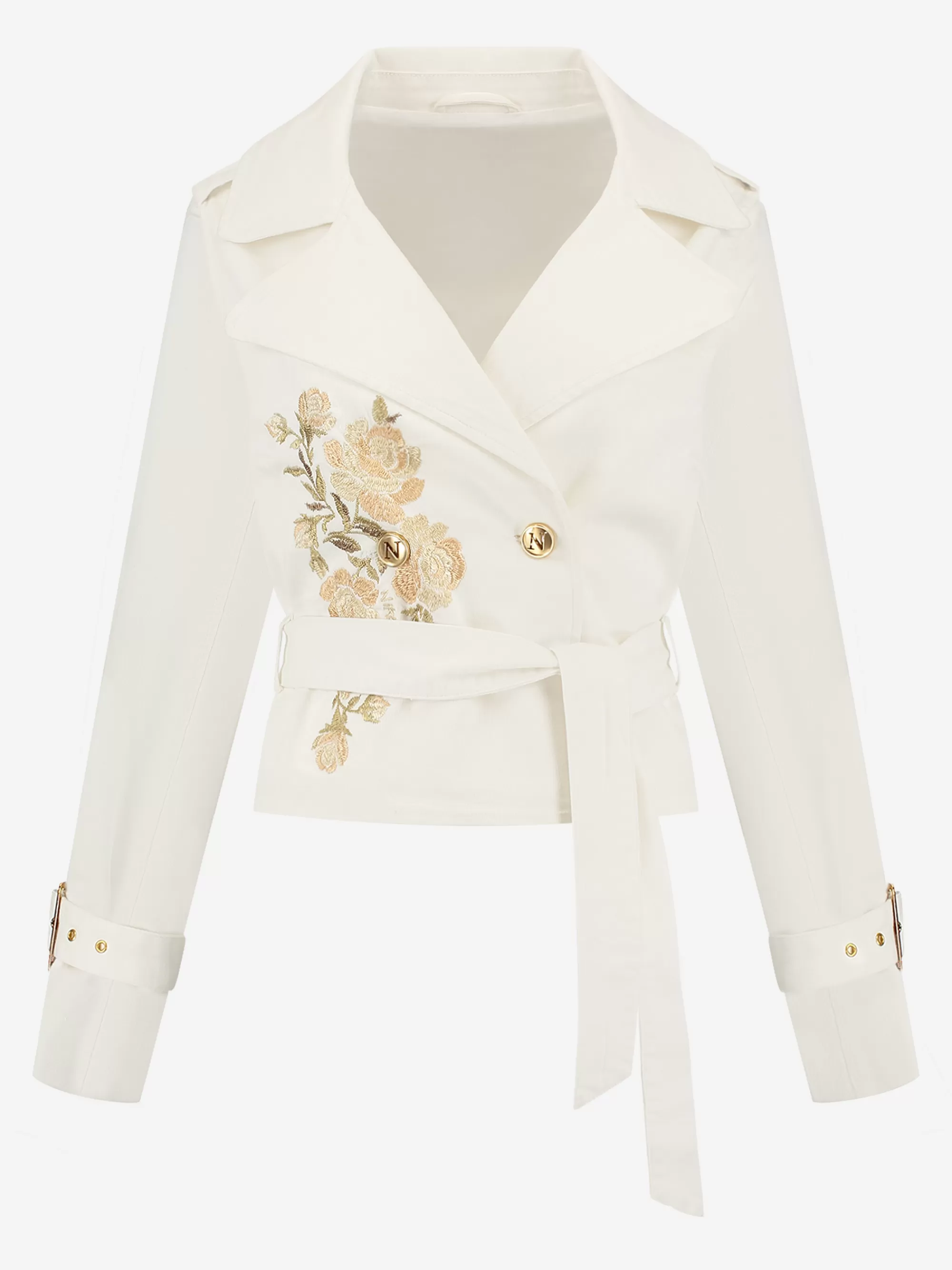 FIFTH HOUSE Jassen & Jacks-Korte trenchcoat met print Starwhite