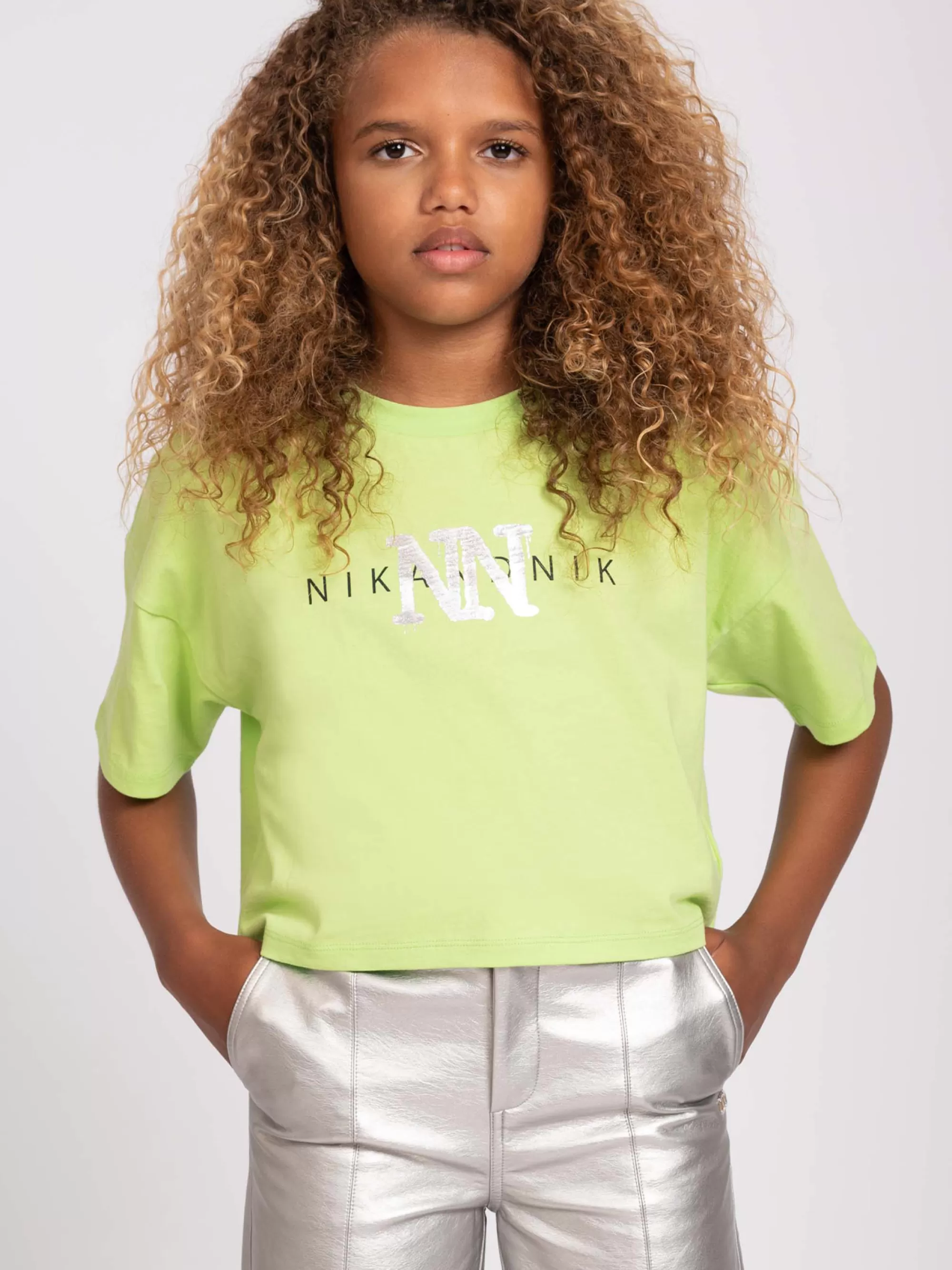 FIFTH HOUSE T-shirts-Korte T-shirt met NN print Splashgreen