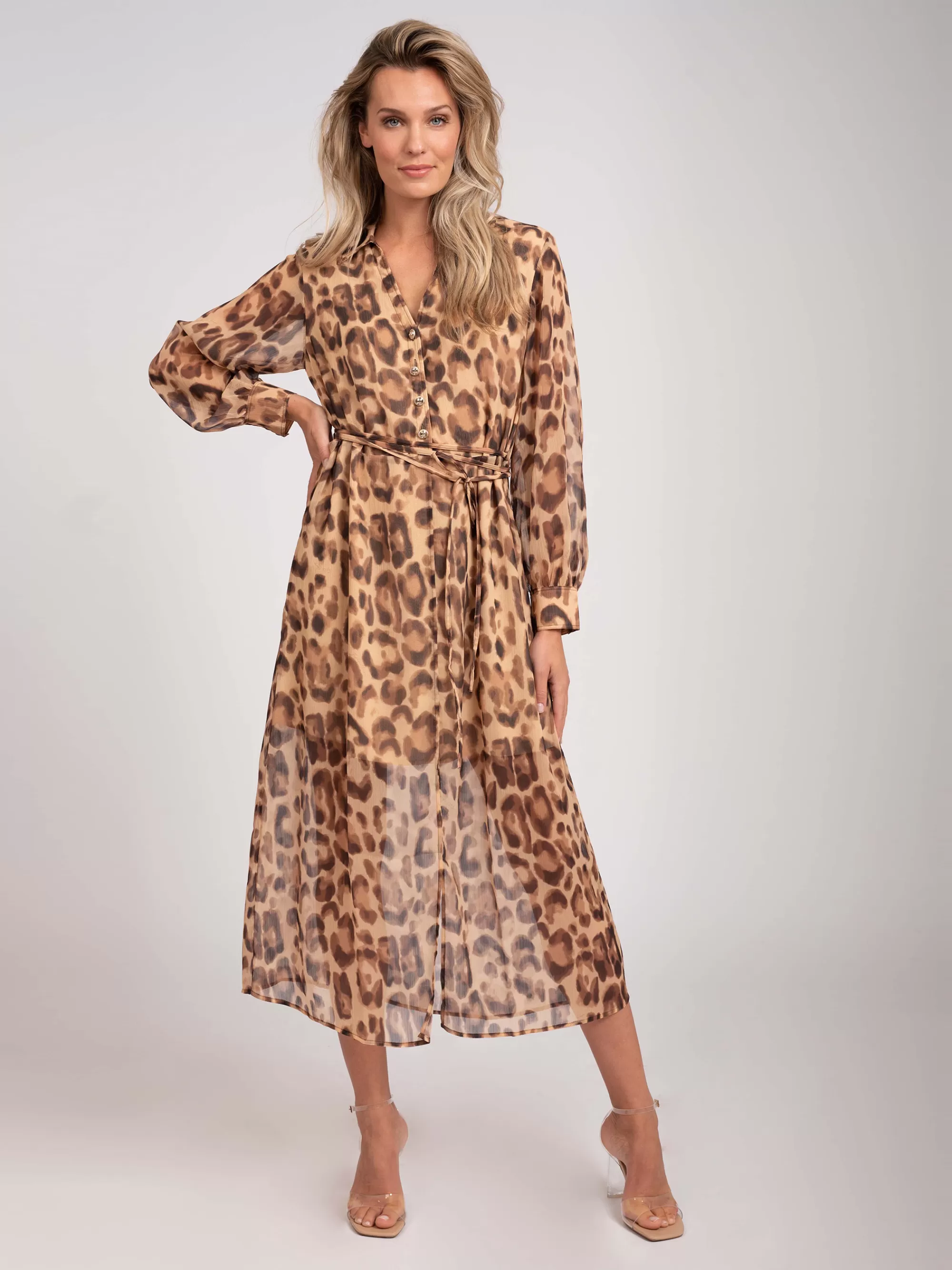 FIFTH HOUSE Jurken-Lange jurk met dieren print Camel