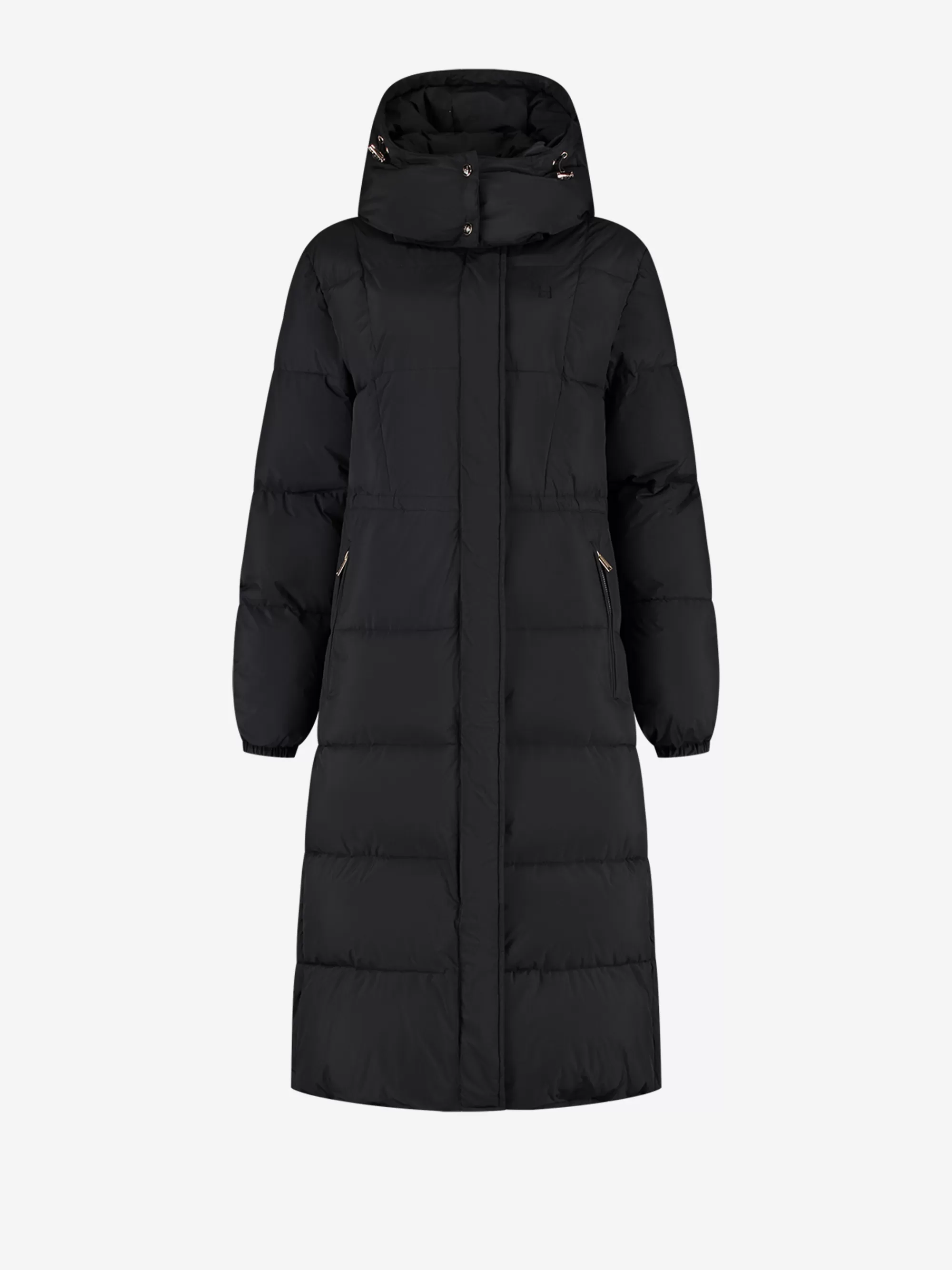 FIFTH HOUSE Jassen & Jacks-Lange puffer jas met capuchon en getailleerde taille Black