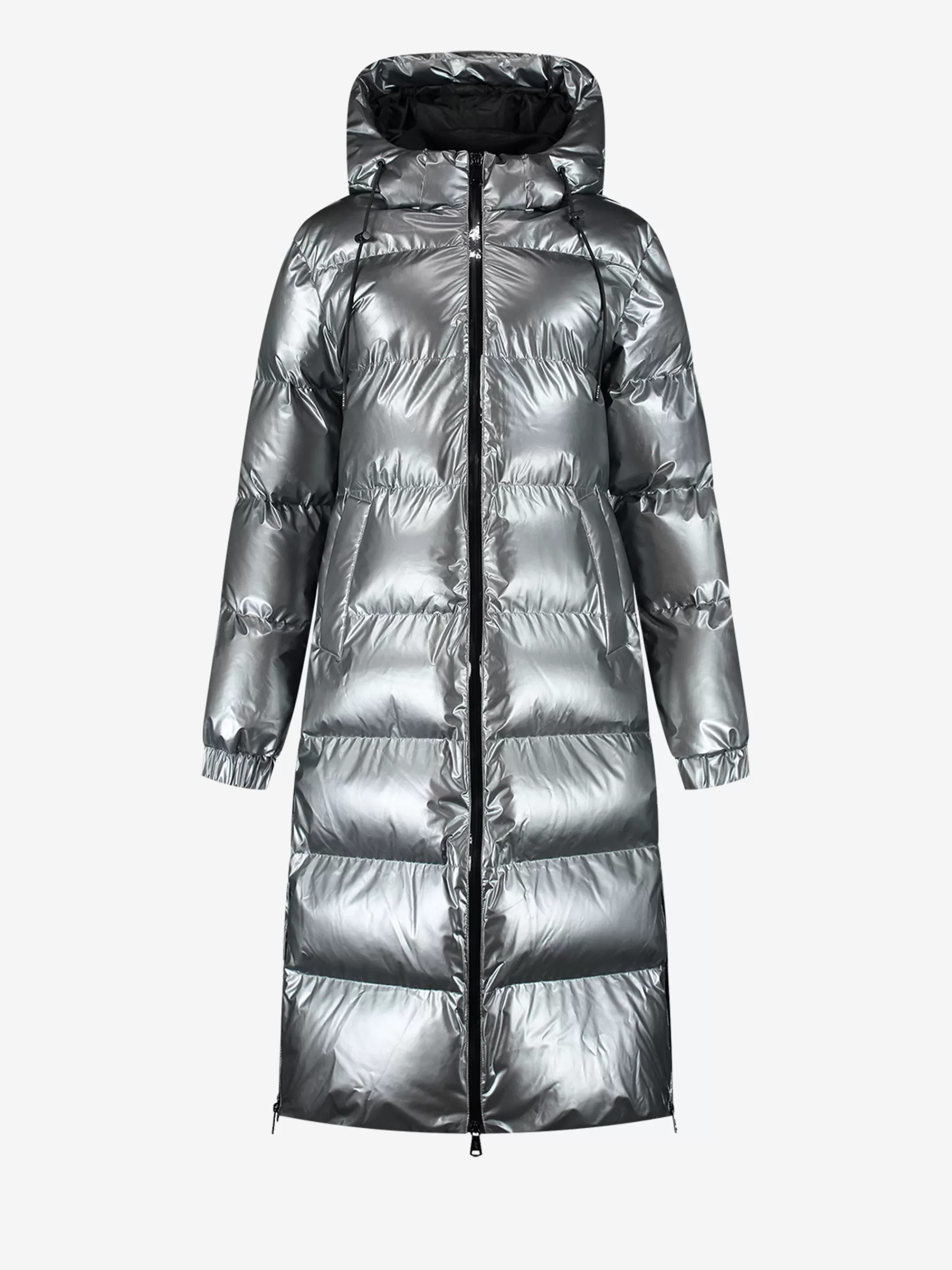 FIFTH HOUSE Jassen & Jacks-Lange puffer jas met metallic look Gunmetal