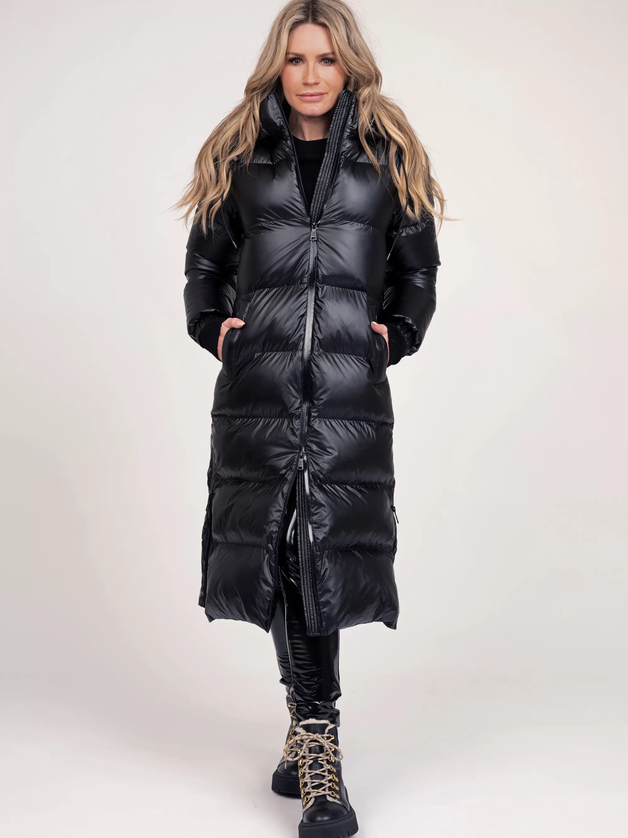 FIFTH HOUSE Jassen & Jacks-Lange puffer jas met metallic look Black