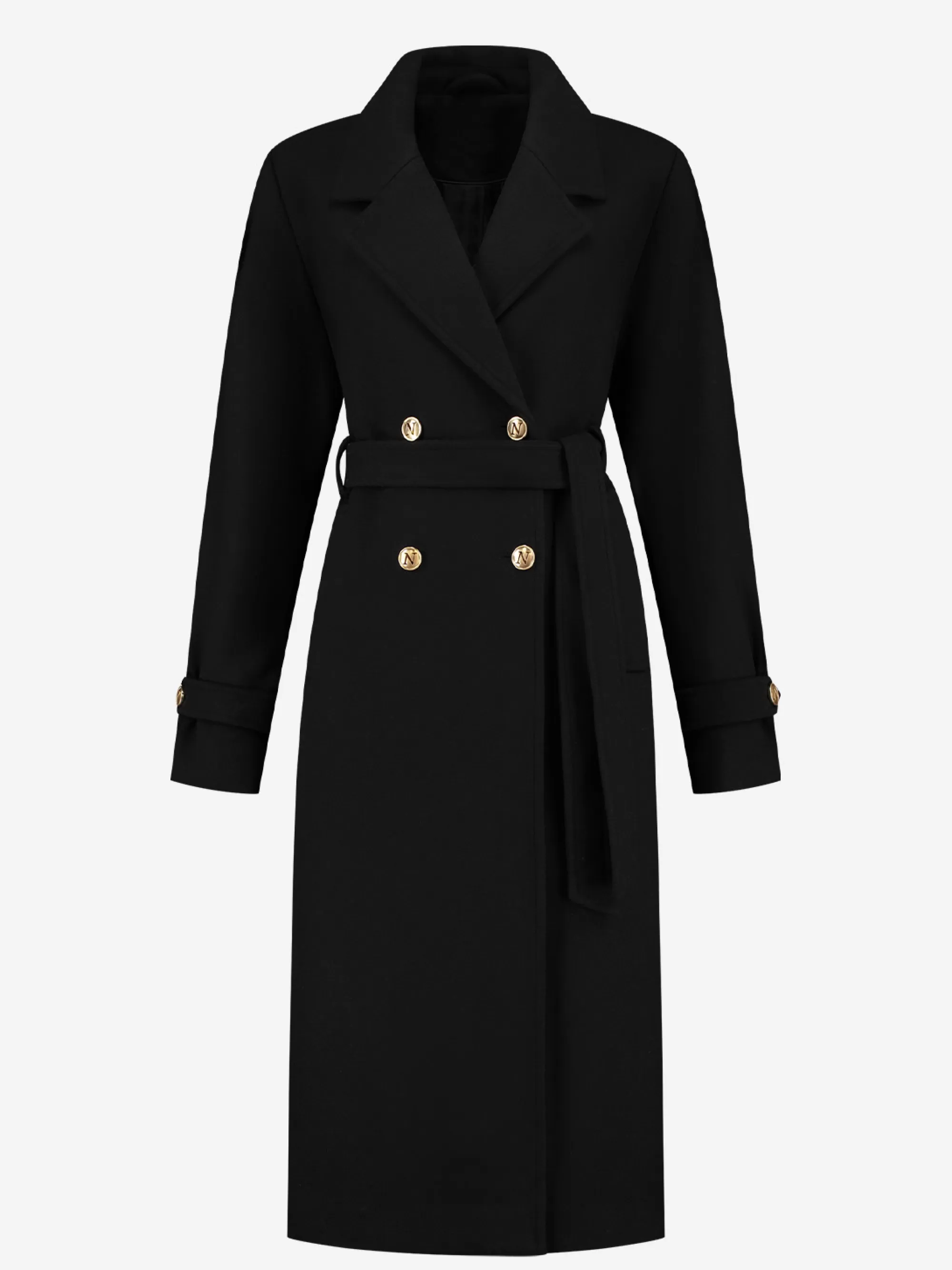 FIFTH HOUSE Jassen & Jacks-Lange trenchcoat met ceintuur Black